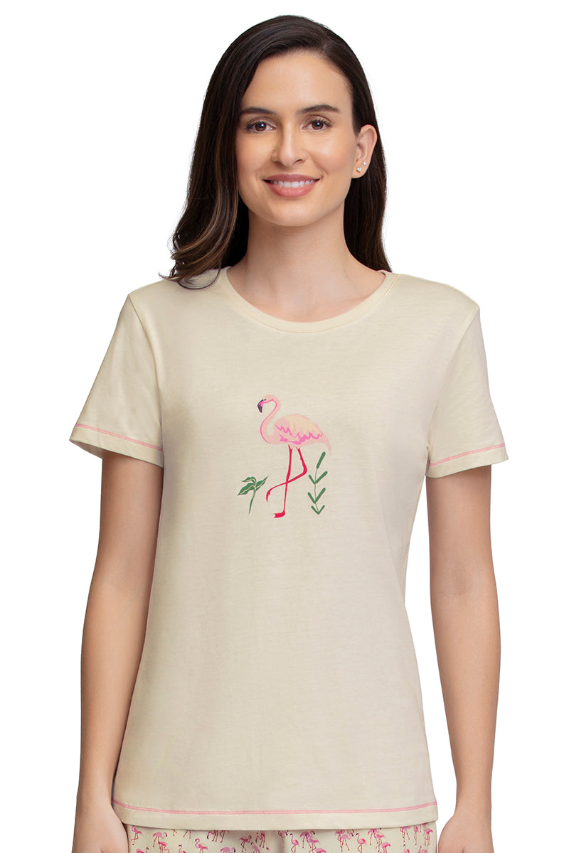 Amante Scoop Neck Sleep Tee - Whitesmoke
