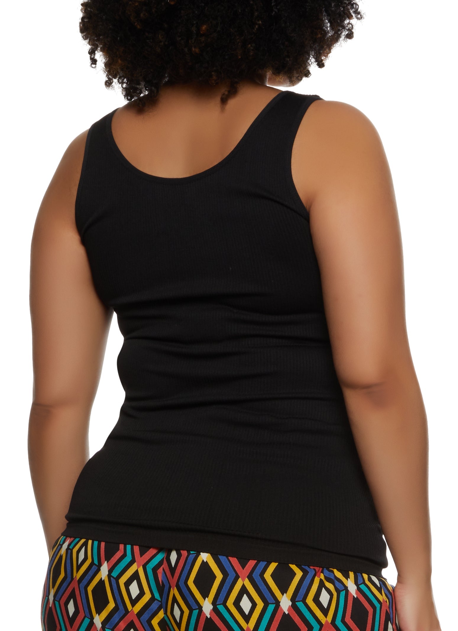 Rainbow Shops Plus Size Ribbed Notch Neck Tank Top - view 2