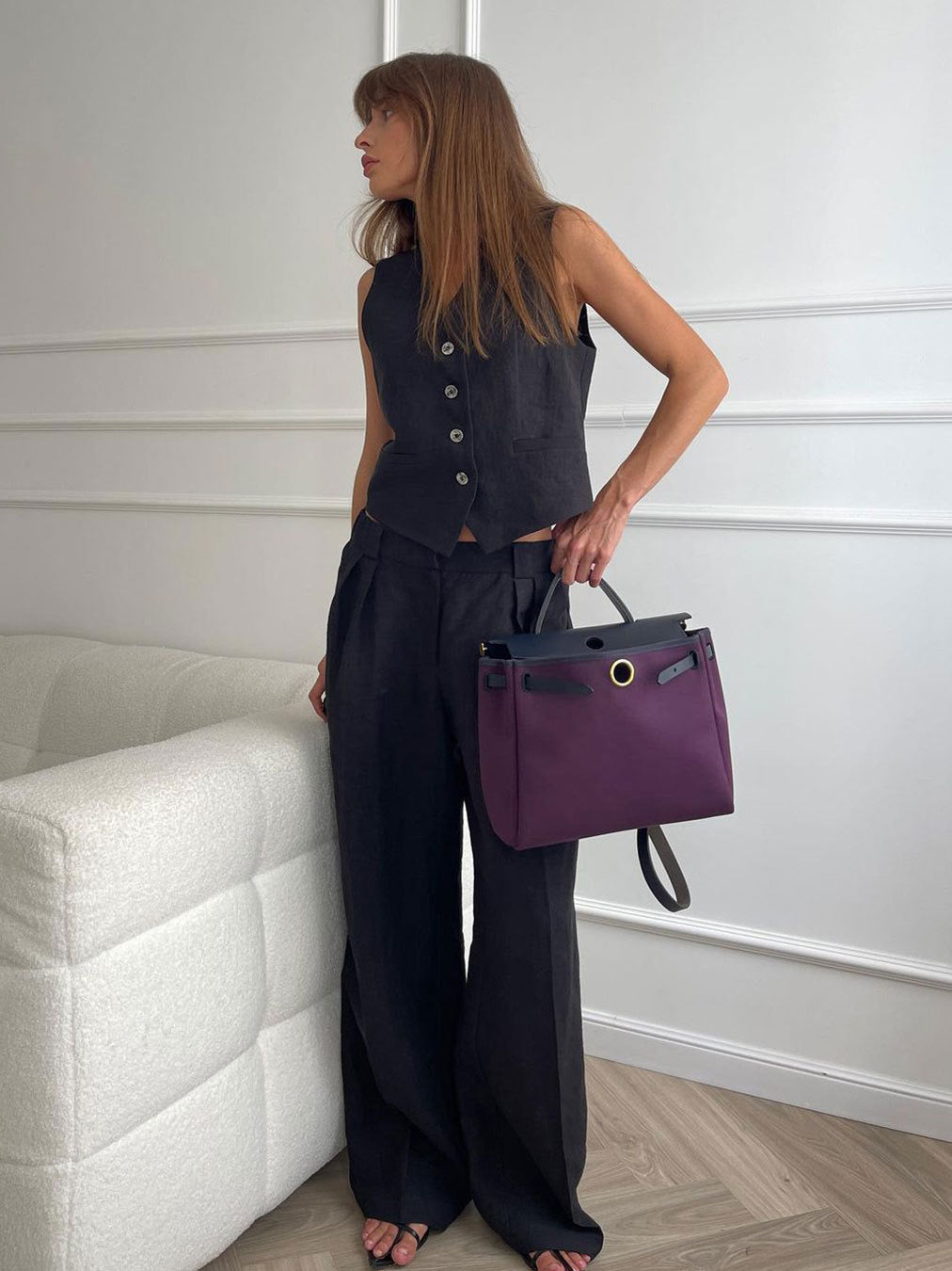 Alamode By Akanksha Hodor Statement Linen Vest Suit with Pants - view 5