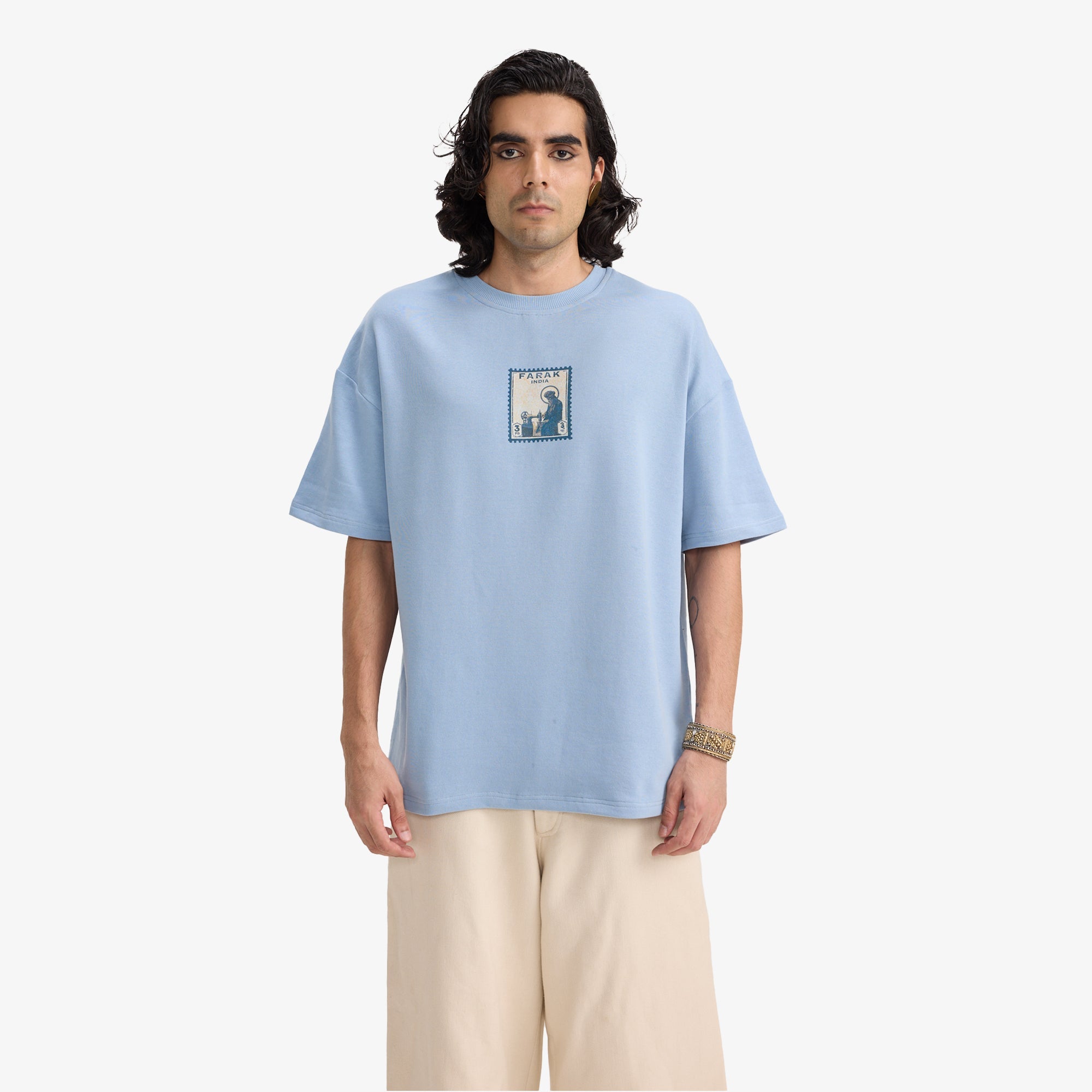 F A R A K | F Se Farak Stamp T-shirt { Blue/blue