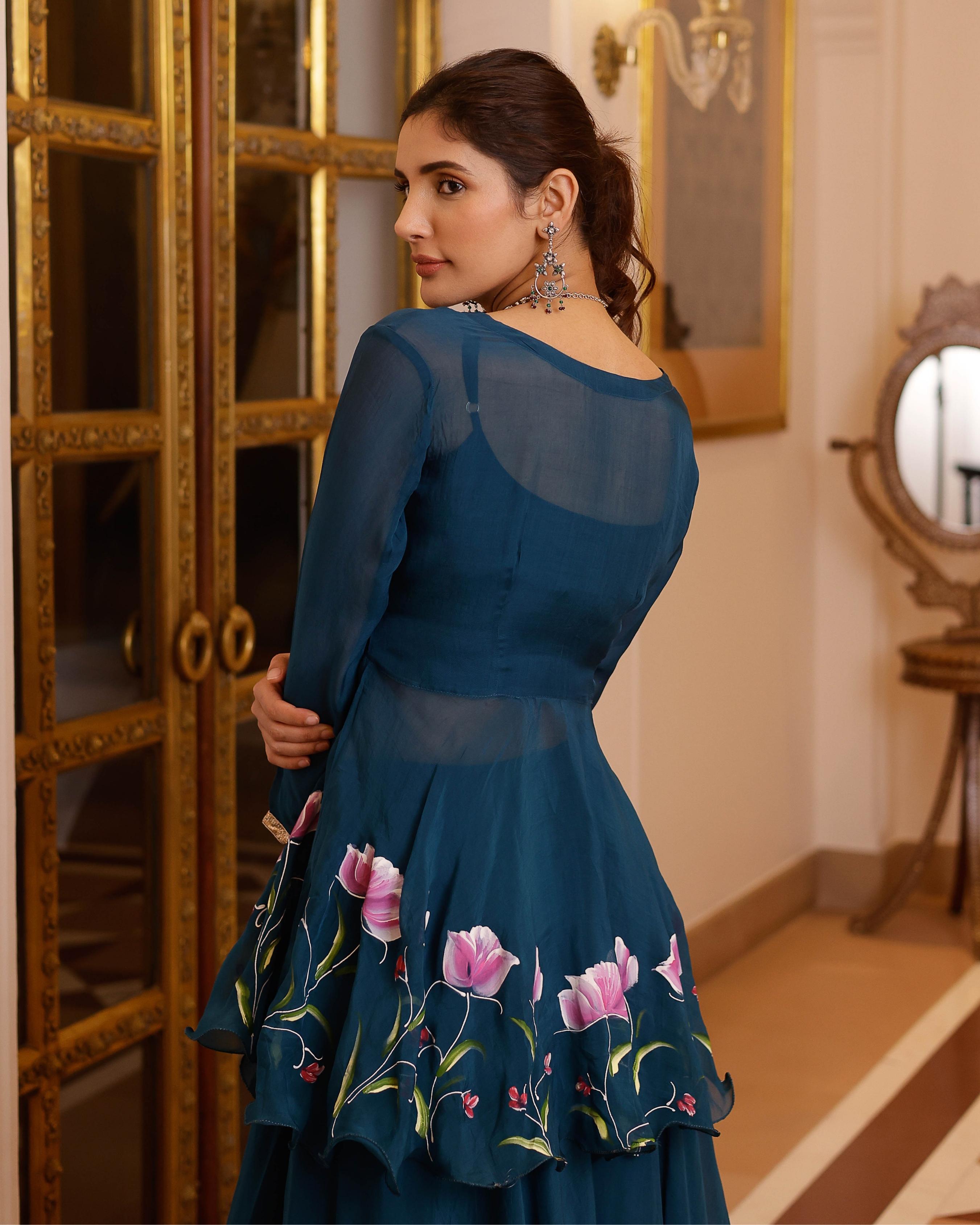 Aachho Kaasni Handpainted Organza Sharara Set - view 10