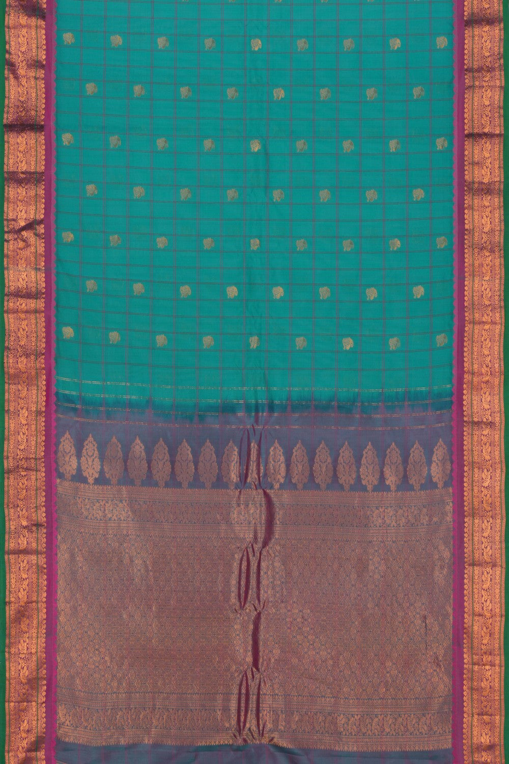 Kalanjali Gadwal Kattam Sea Green Saree – Women's - view 3