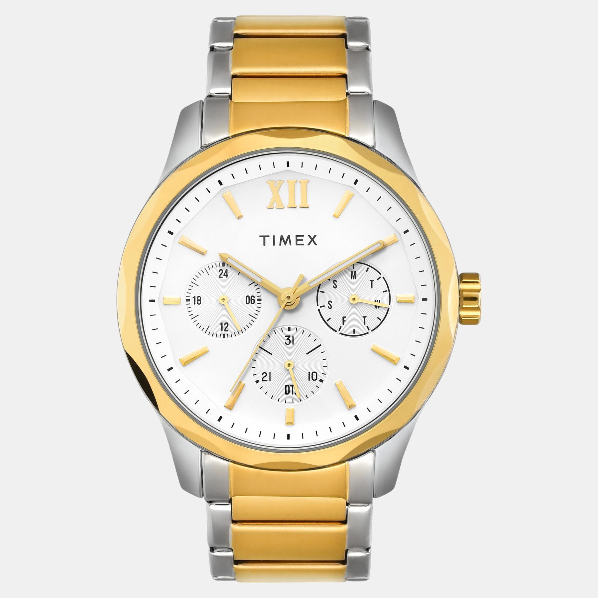 Timex Fashion Men Quartz White Dial Multi-Function Stainless Steel Watch TW0TG7624