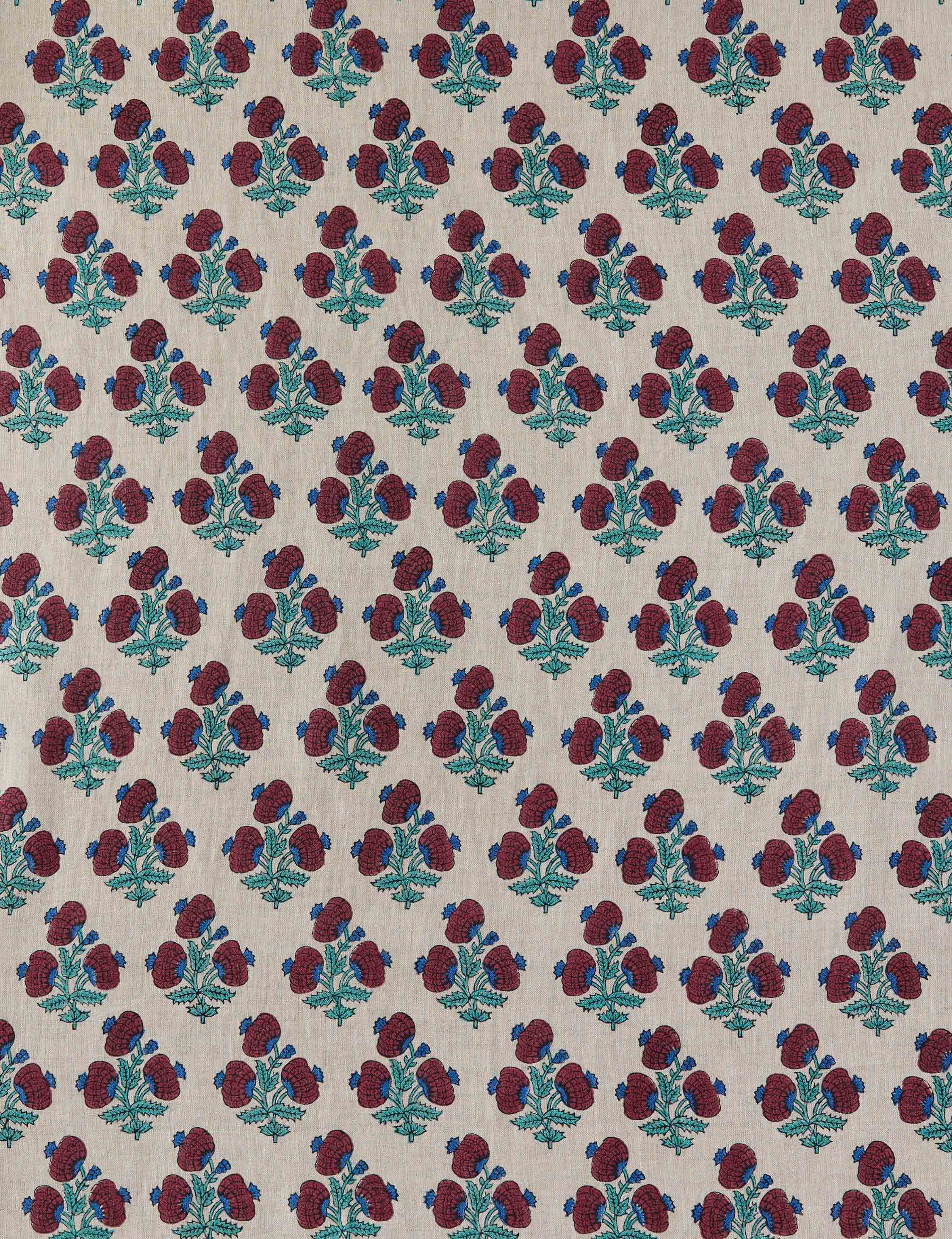 Lulu and Georgia Newbold Linen Fabric – Red and Blue - view 2