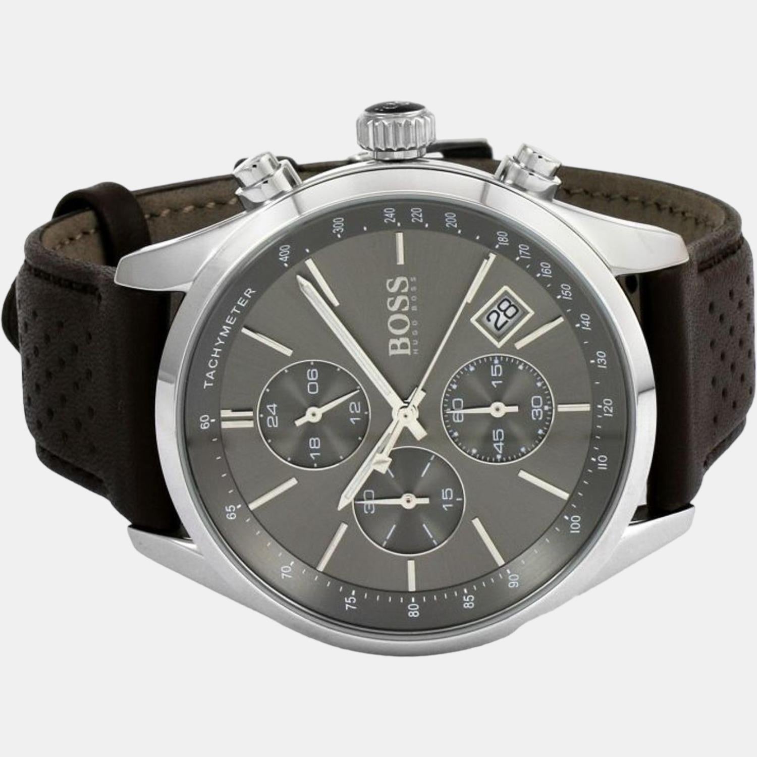 Boss Grand Prix Men Quartz Grey Dial Chronograph Leather Watch 1513476 - view 3