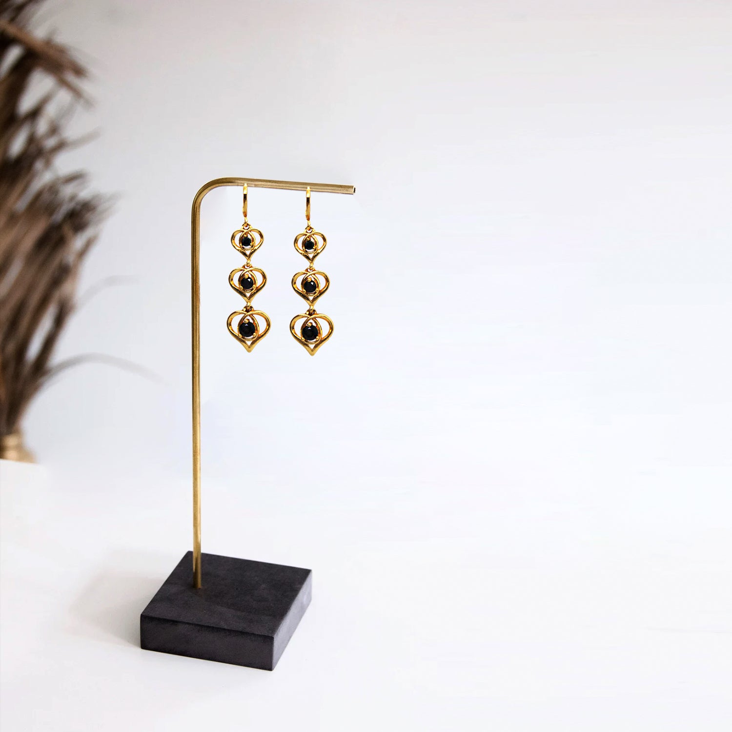 Branta Black Diamond Heart Shaped Earrings For Women - view 2