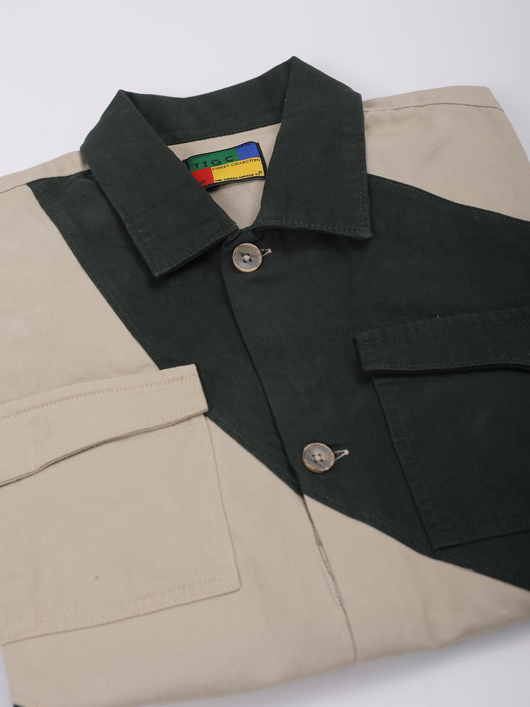 The Indian Garage Co Men's Green Regular Fit Mix & Match Overshirt - view 9