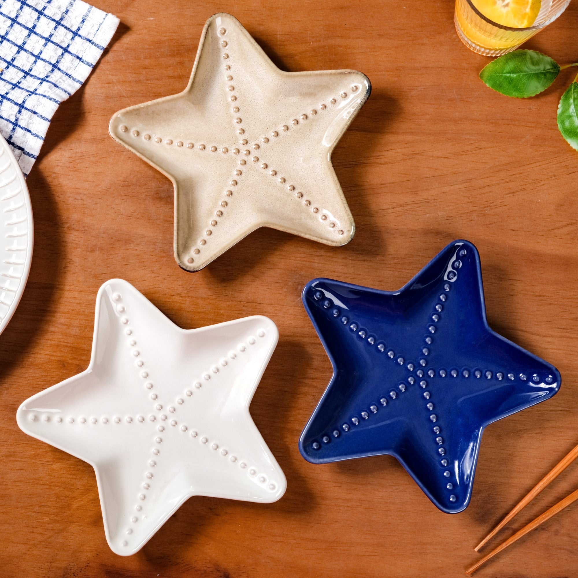 Nestasia Star Fish Ceramic Snack Plate Set Of 3