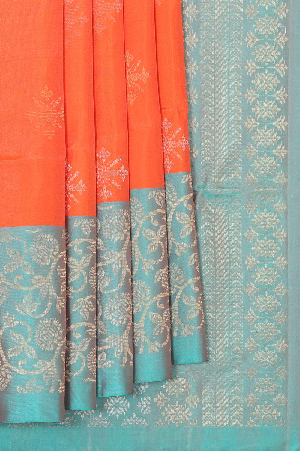 Kalanjali Dark Orange Silk Saree – Women's