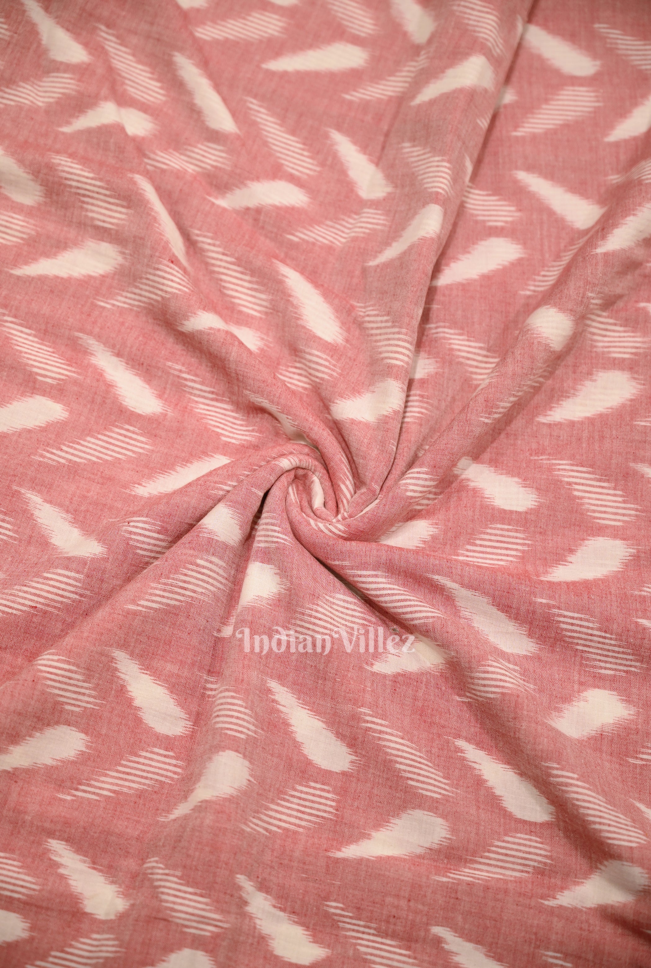 IndianVillèz Peach Pink Sambalpuri Odisha Ikat Cotton Fabric