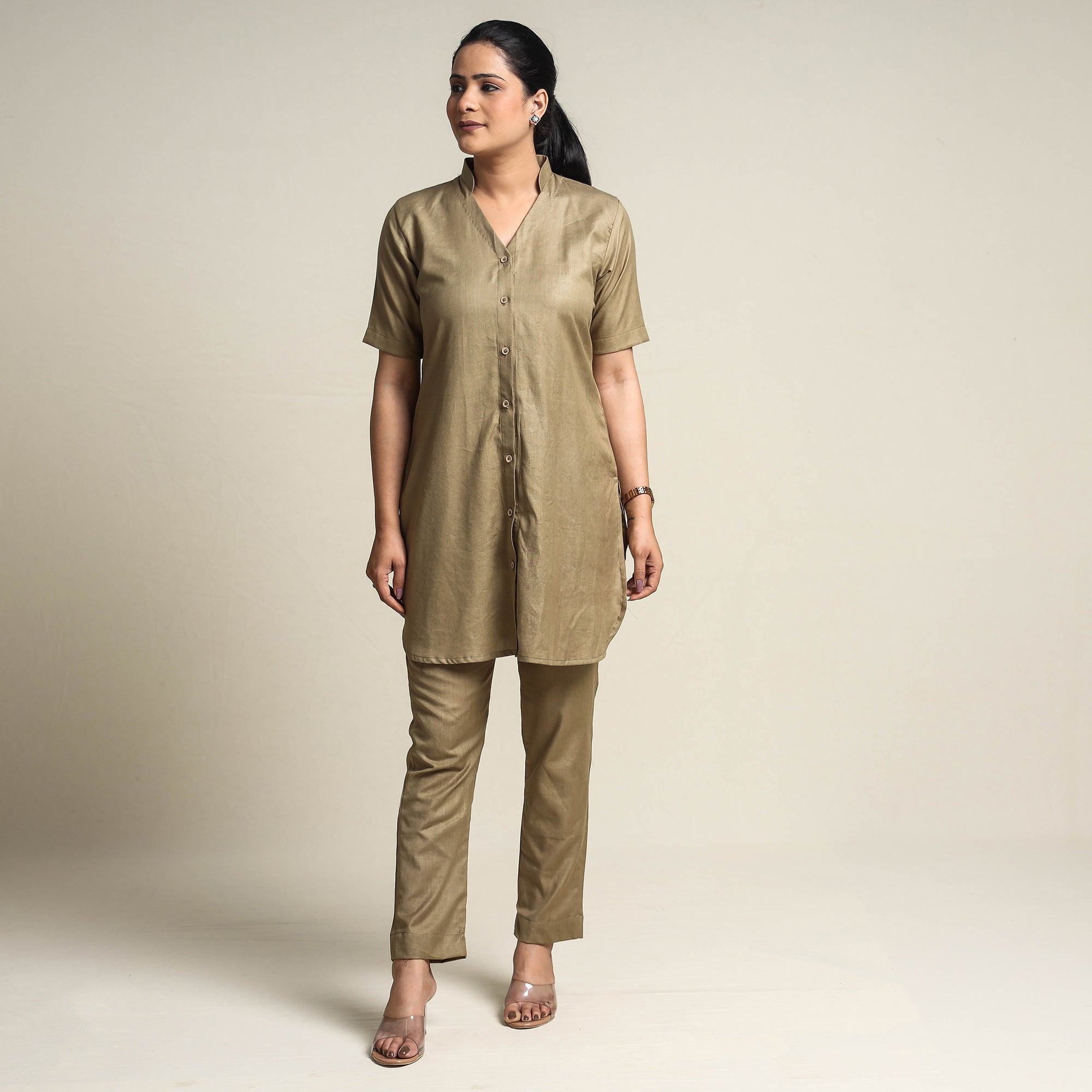 ITOKRI CASUALS Brown - Plain Linen Cotton Co-Ord Set