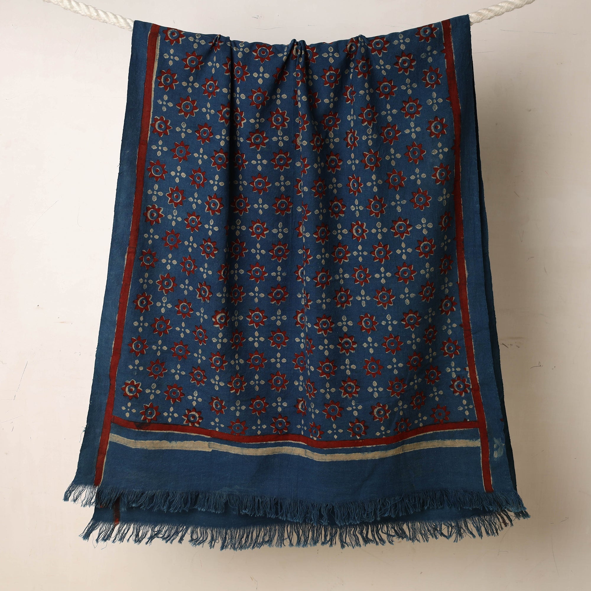 ITOKRI CRAFTS INITIATIVE Blue - Akola Block Printed Pure Handloom Cotton Towel - view 2