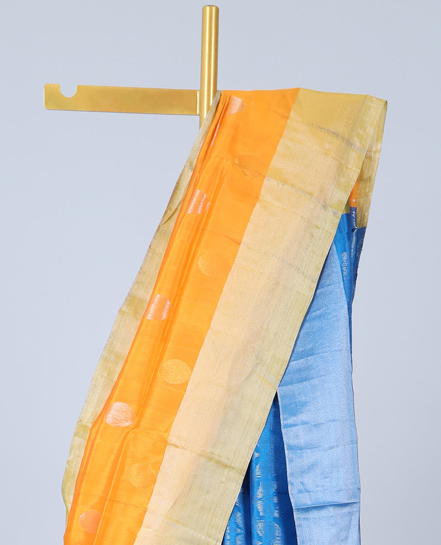 Pothys Orange uppada silk mix saree with buttas, plain border & contrast intricate pallu - view 2