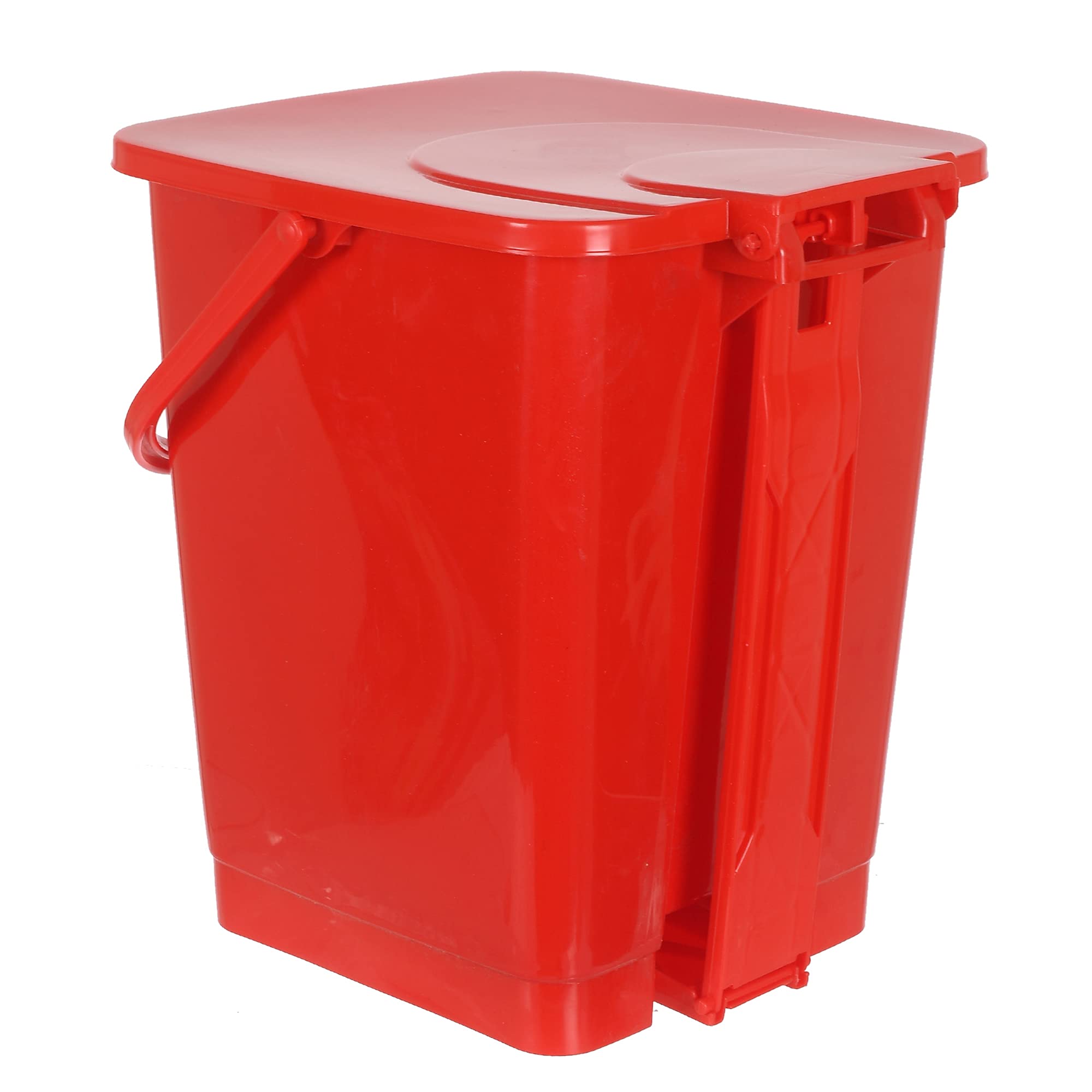 Heart Home Square Premium Plastic Pedal Dustbin with Lid for Home/Kitchen/Office 10 Ltr (Red) - view 5
