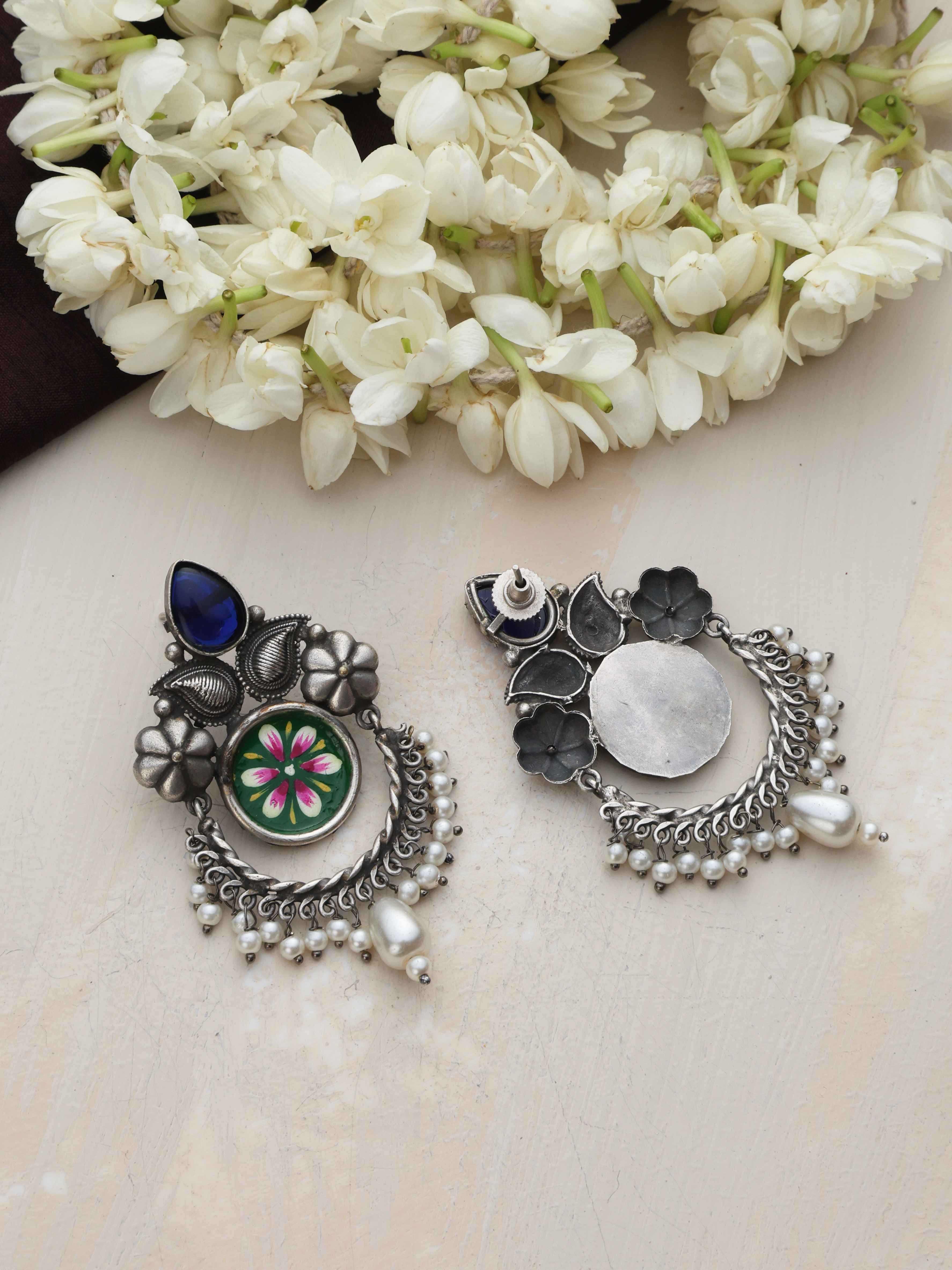 trueBrowns Silver Tone Handpainted Earrings - view 5