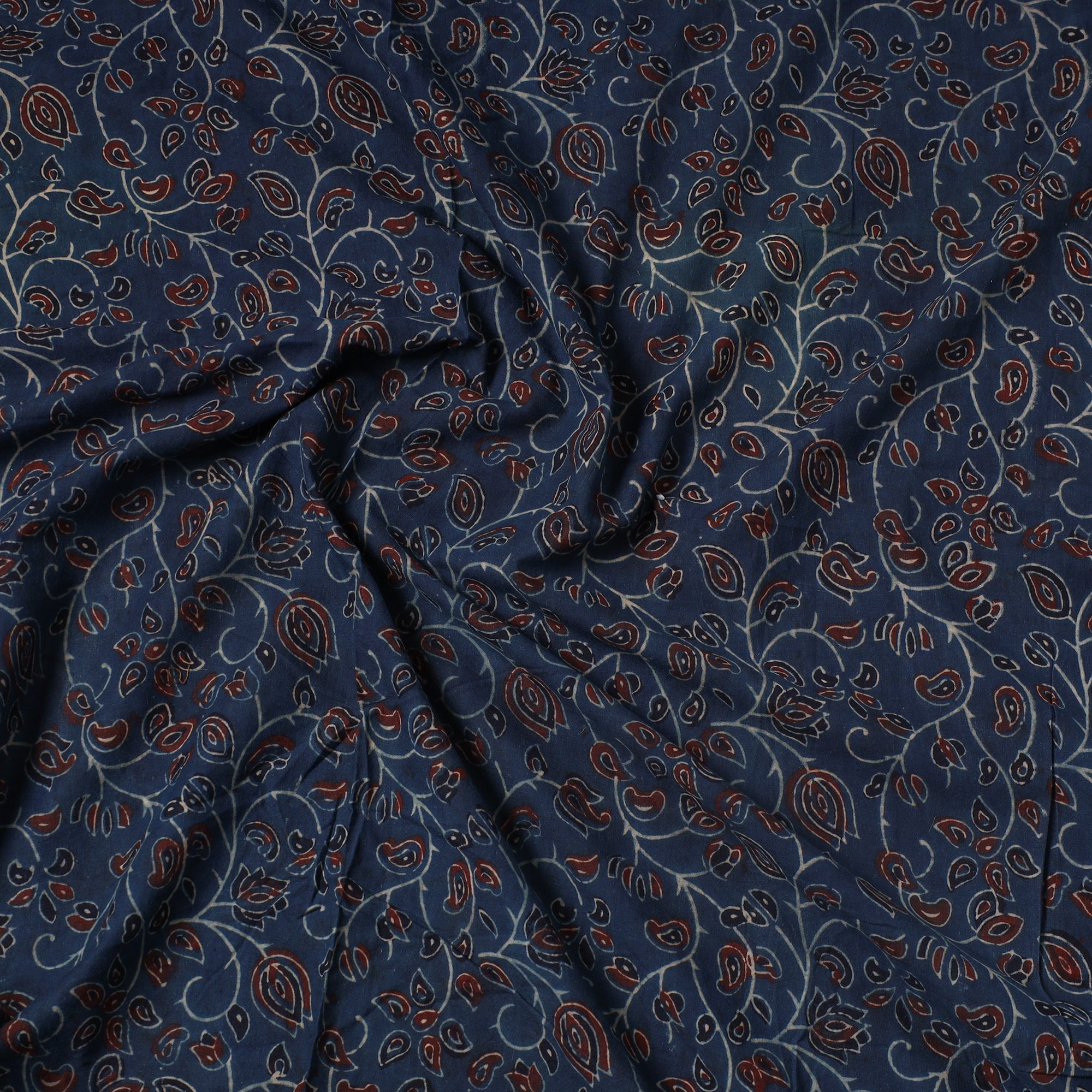 AJRAKH BY SUFIYAN ISMAIL KHATRI Blue - Ajrakh Block Printed Cotton Precut Fabric (1 meter) 49 - view 2