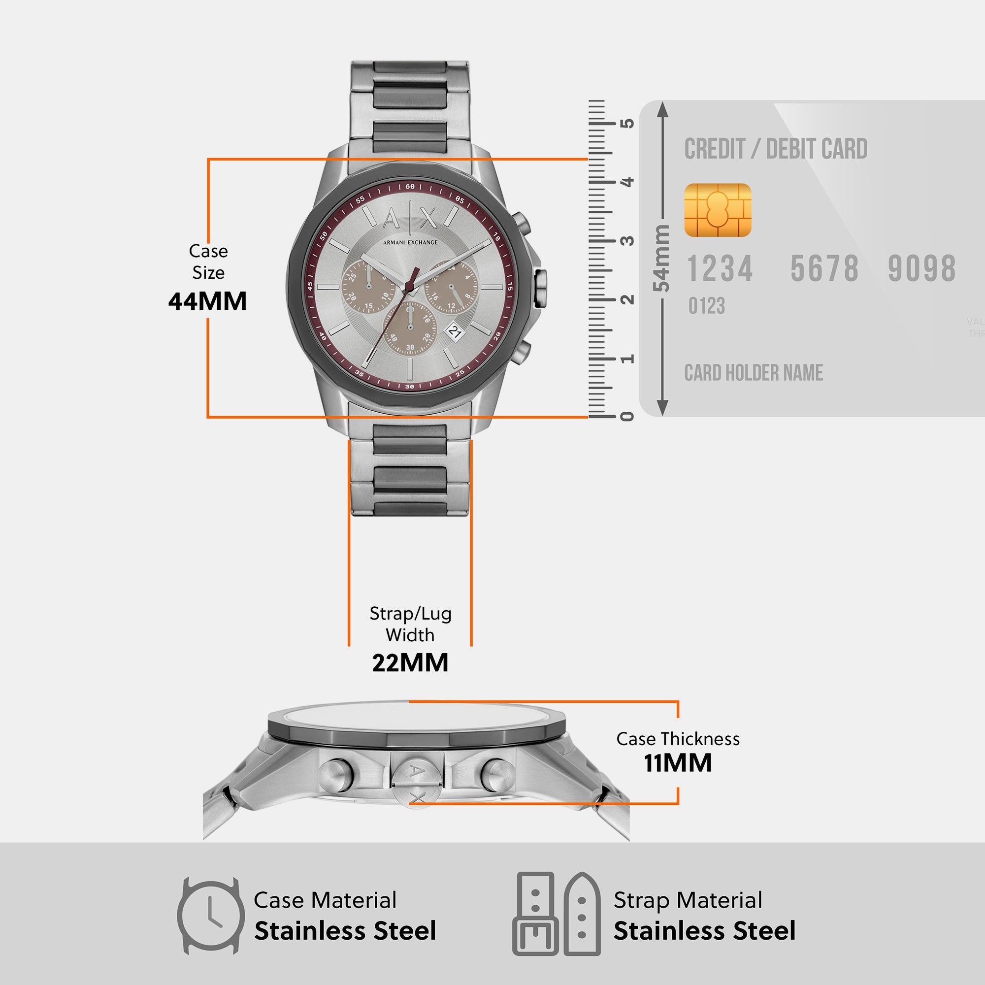 Armani Exchange Banks Men Quartz Silver Dial Chronograph Stainless Steel Watch AX1745 - view 6