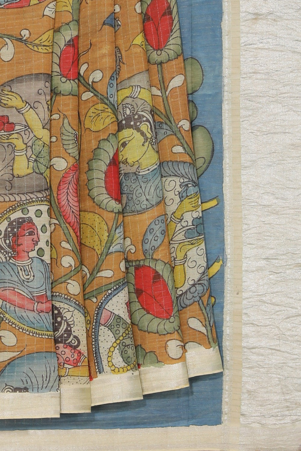 Kalanjali Kalamkari Hand-Painted Mangalgiri Silk Saree