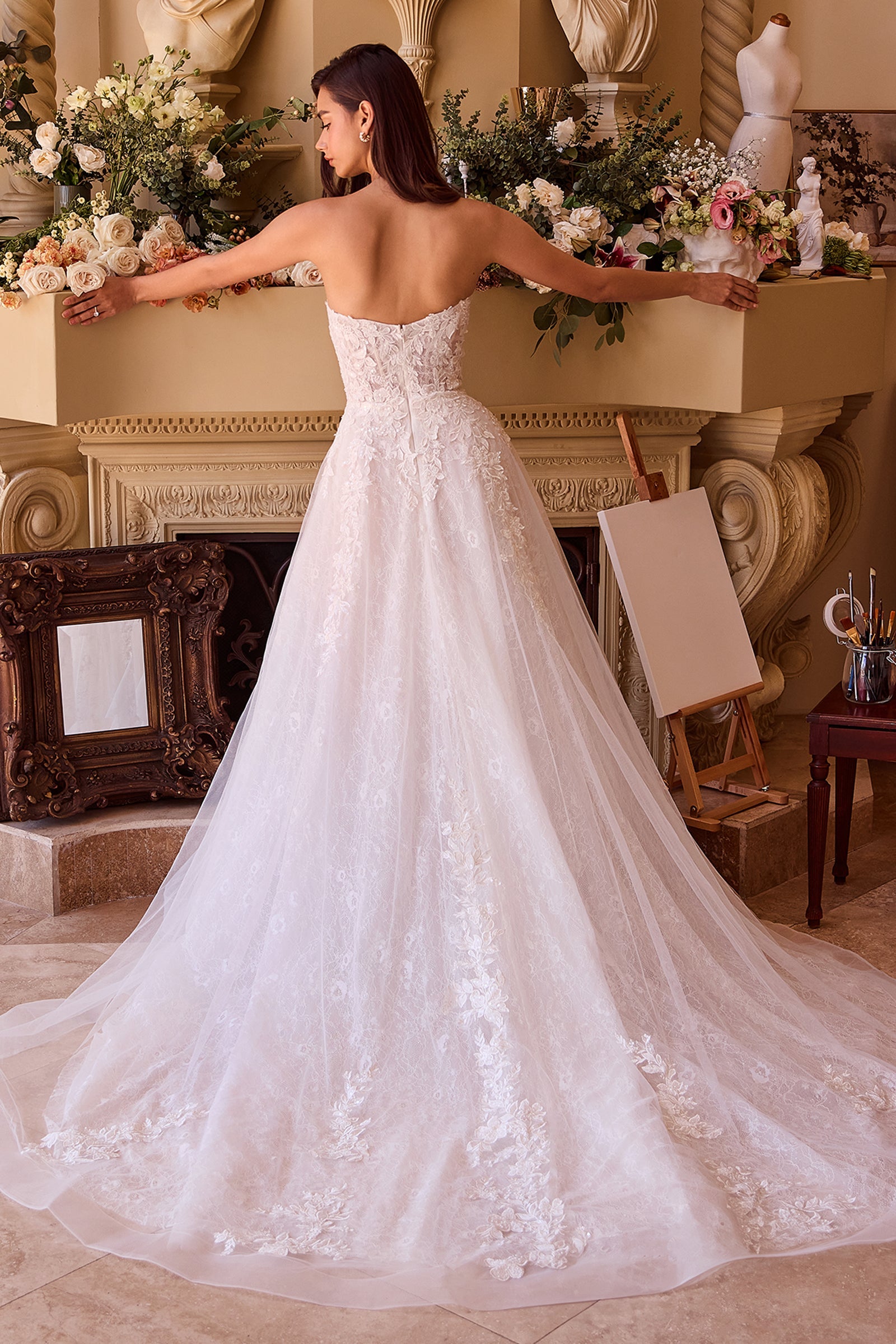 Cinderella Divine Applique Strapless A-line Bridal Gown by Ladivine WL052 - view 2