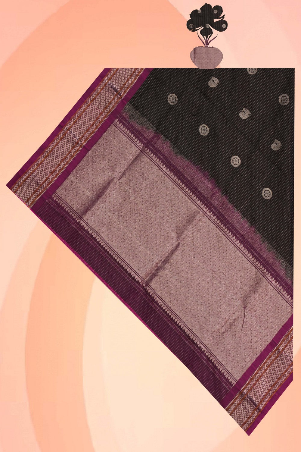 Kalanjali Gadwal Silk Black Dupatta