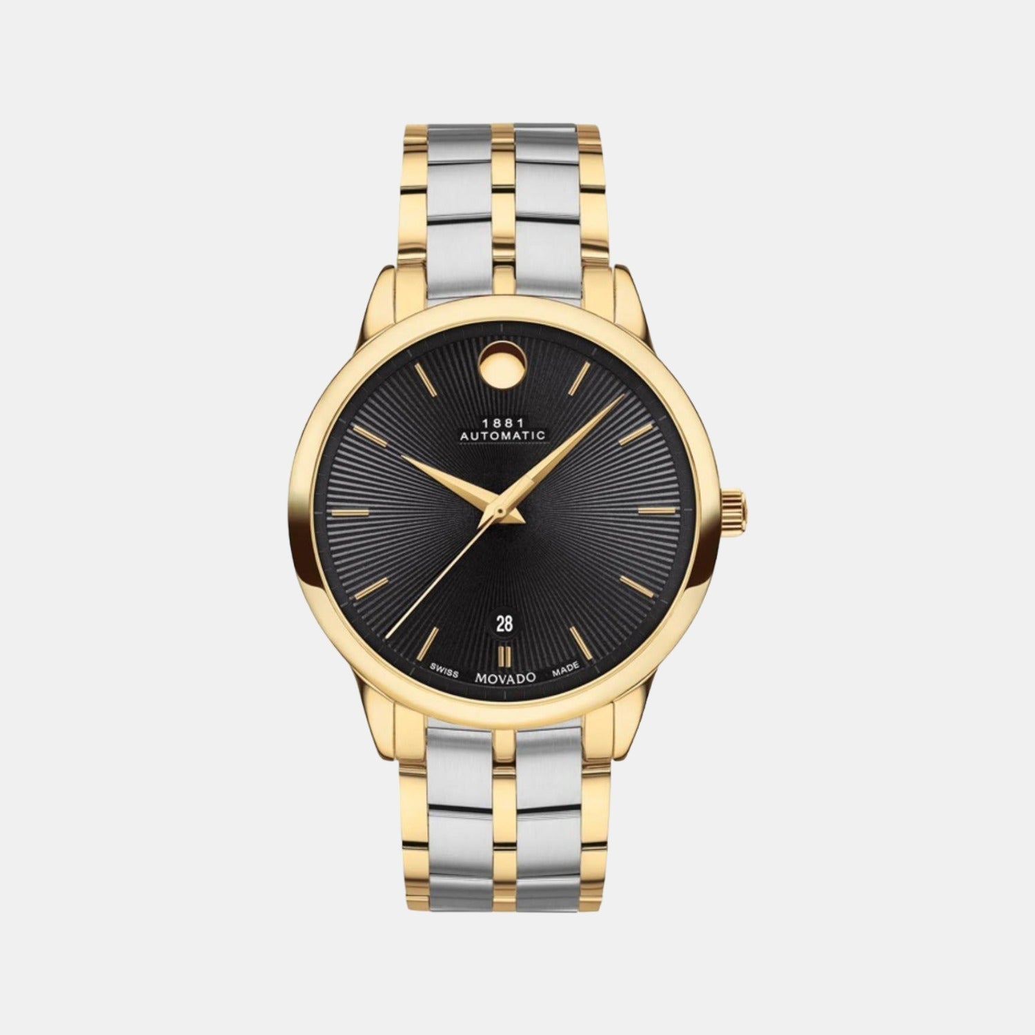 Movado 1881 Automatic Men Quartz Black Dial Analog Stainless Steel Watch 607463
