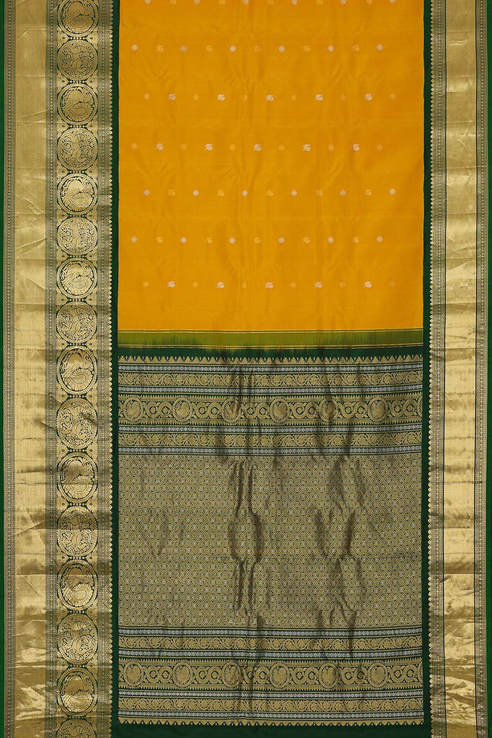 Kalanjali Gadwal Silk Mustard Yellow Saree – Women's - view 3