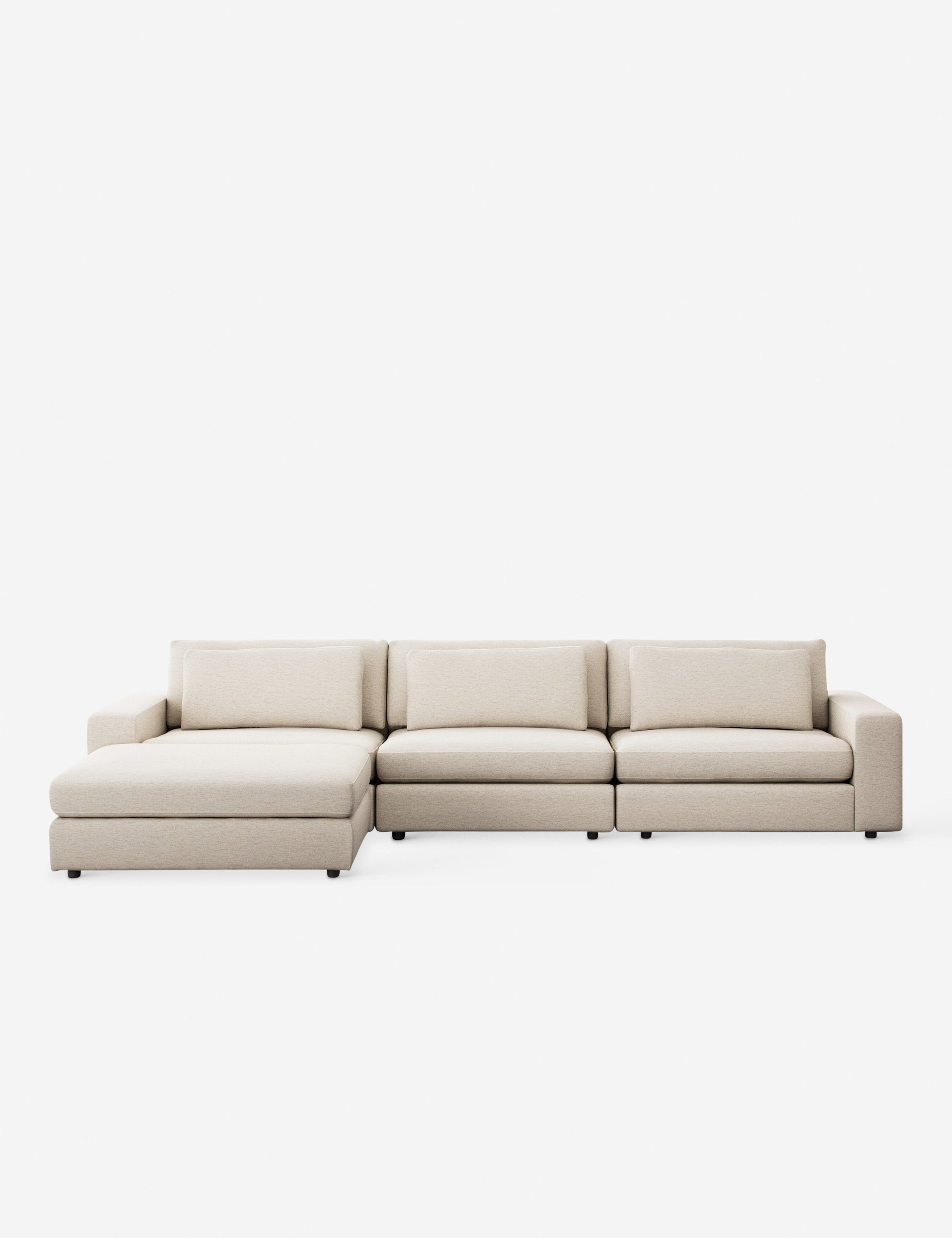 Lulu and Georgia Creswell Modular 3-Piece Sectional Sofa with Ottoman