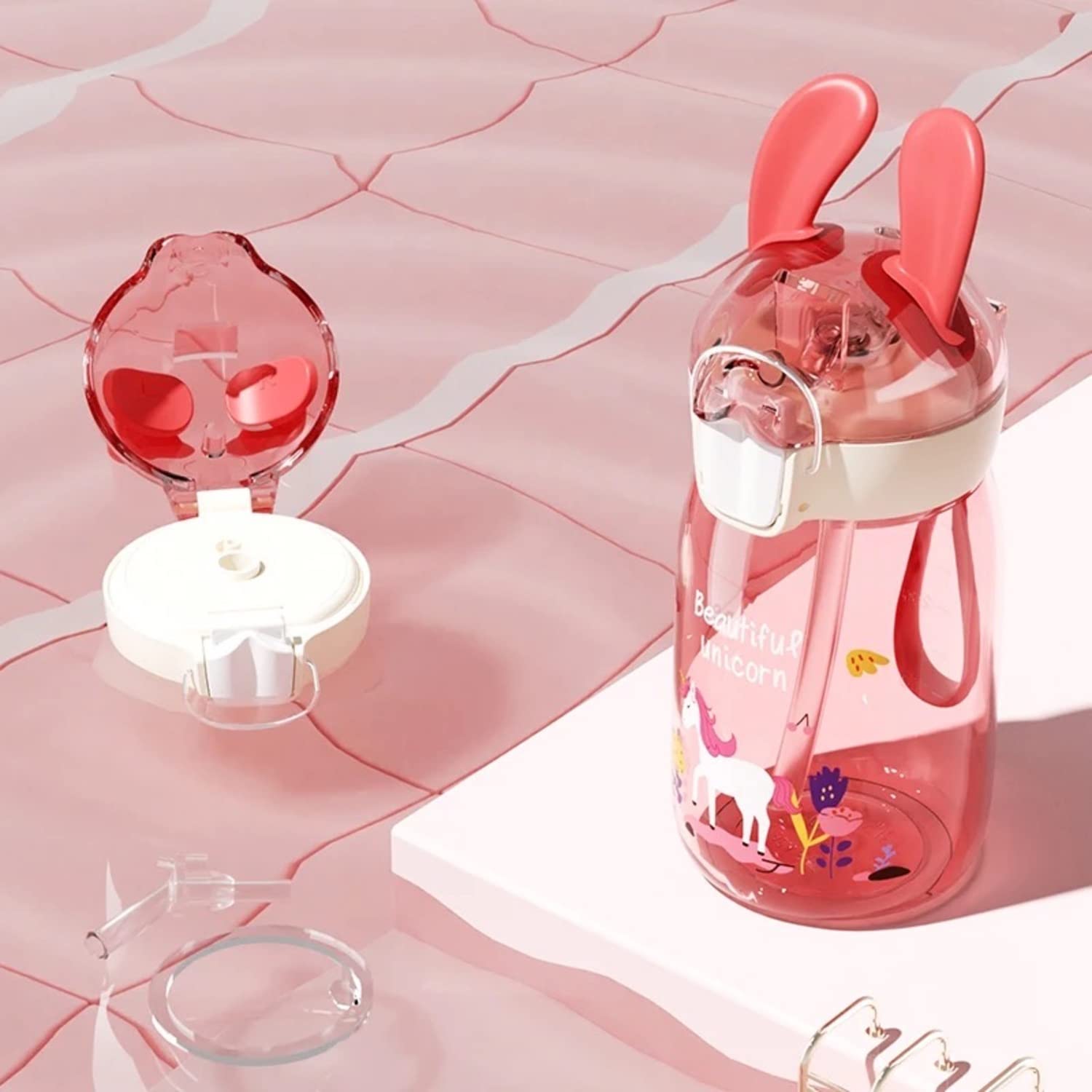 Roposo Clout Cute Cartoon Straw Water Bottle With Sipper
