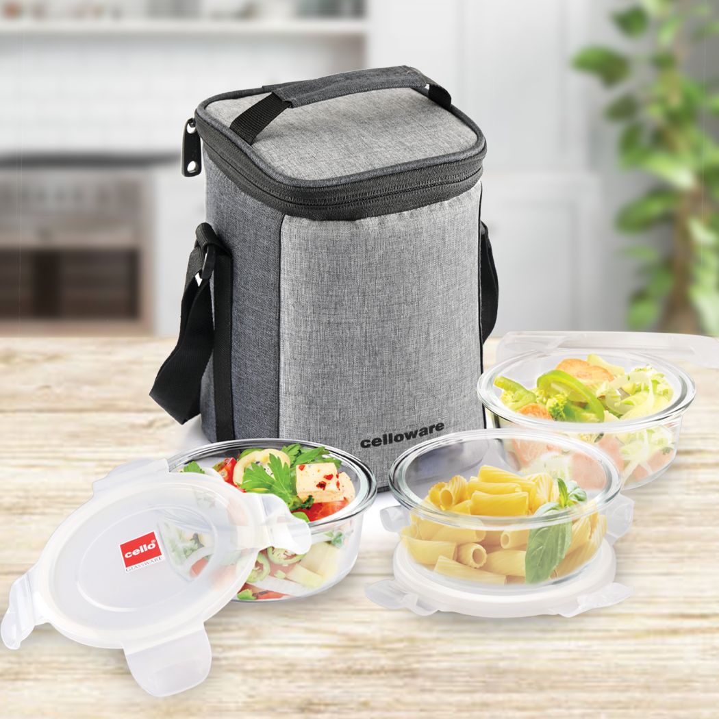Cello Delighta Borosilicate Glass Lunch Box with Jacket, Round - view 2