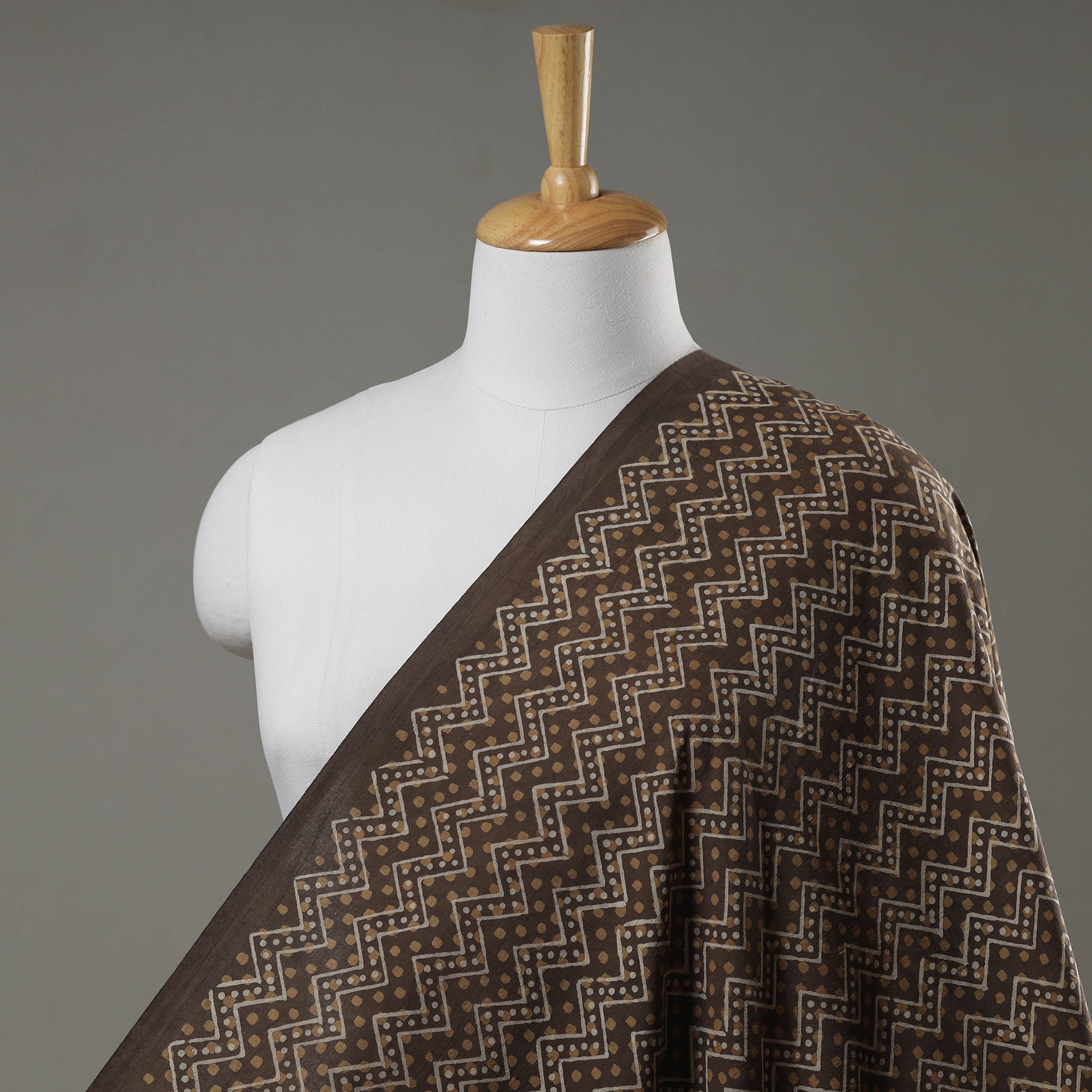 HAVELI CHRONICLES Brown - Akola Geometric Pattern Block Print Cotton Fabric