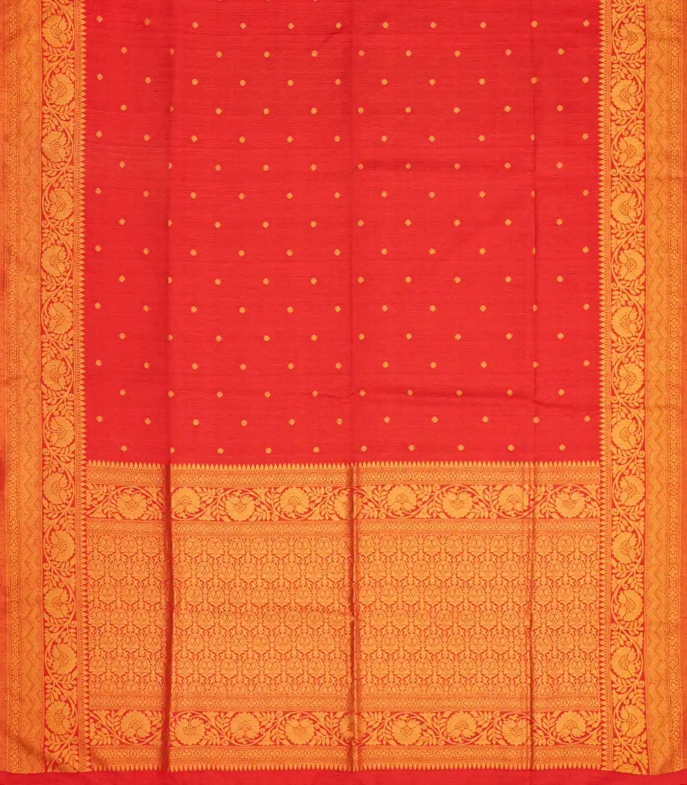 RmKV Red Woven Blended Dupion Saree With Kamalam Motifs-Red - view 2