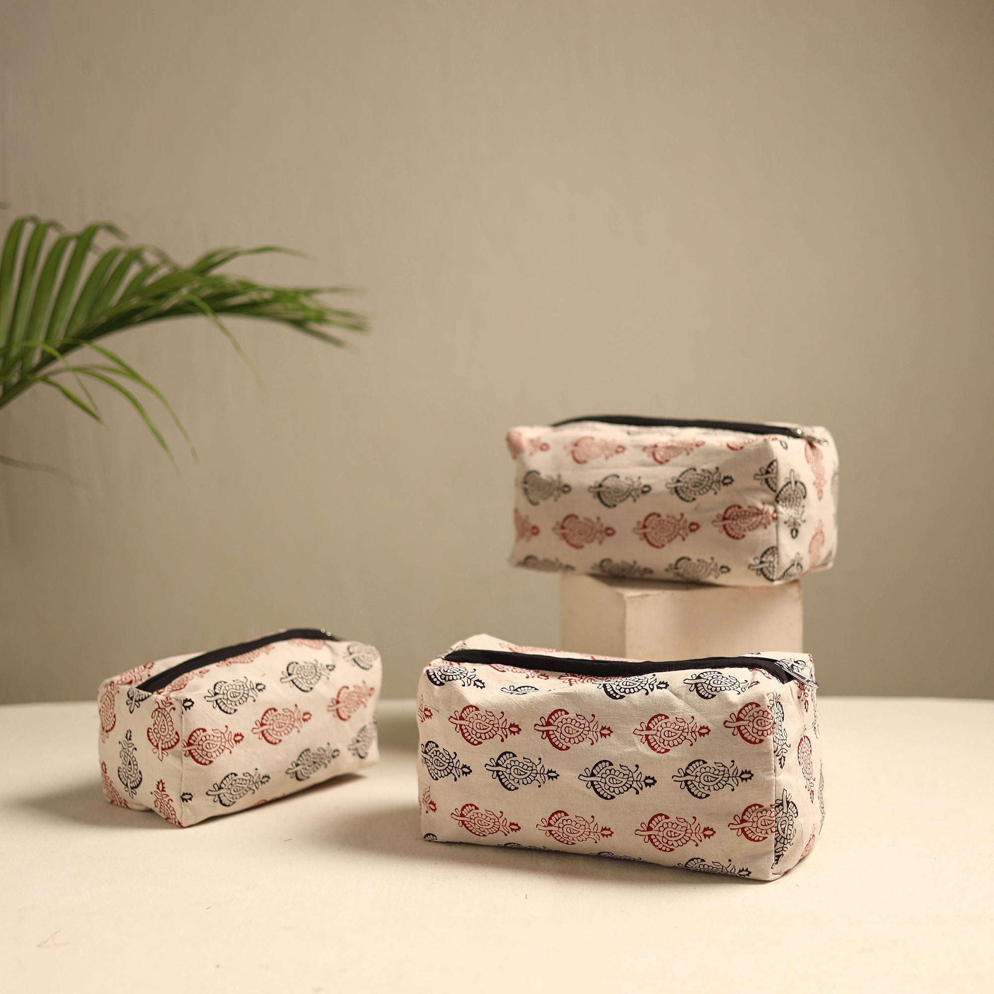 NOORI BAZAR Beige - Multipurpose Handmade Toiletry Bags (Set of 3) 27