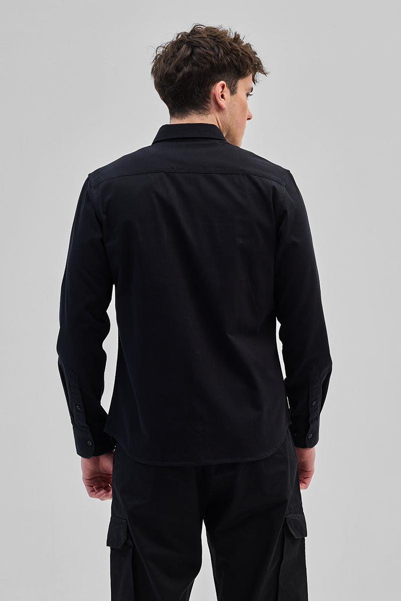 SNITCH Black Solid Double Pocket Overshirt - view 7