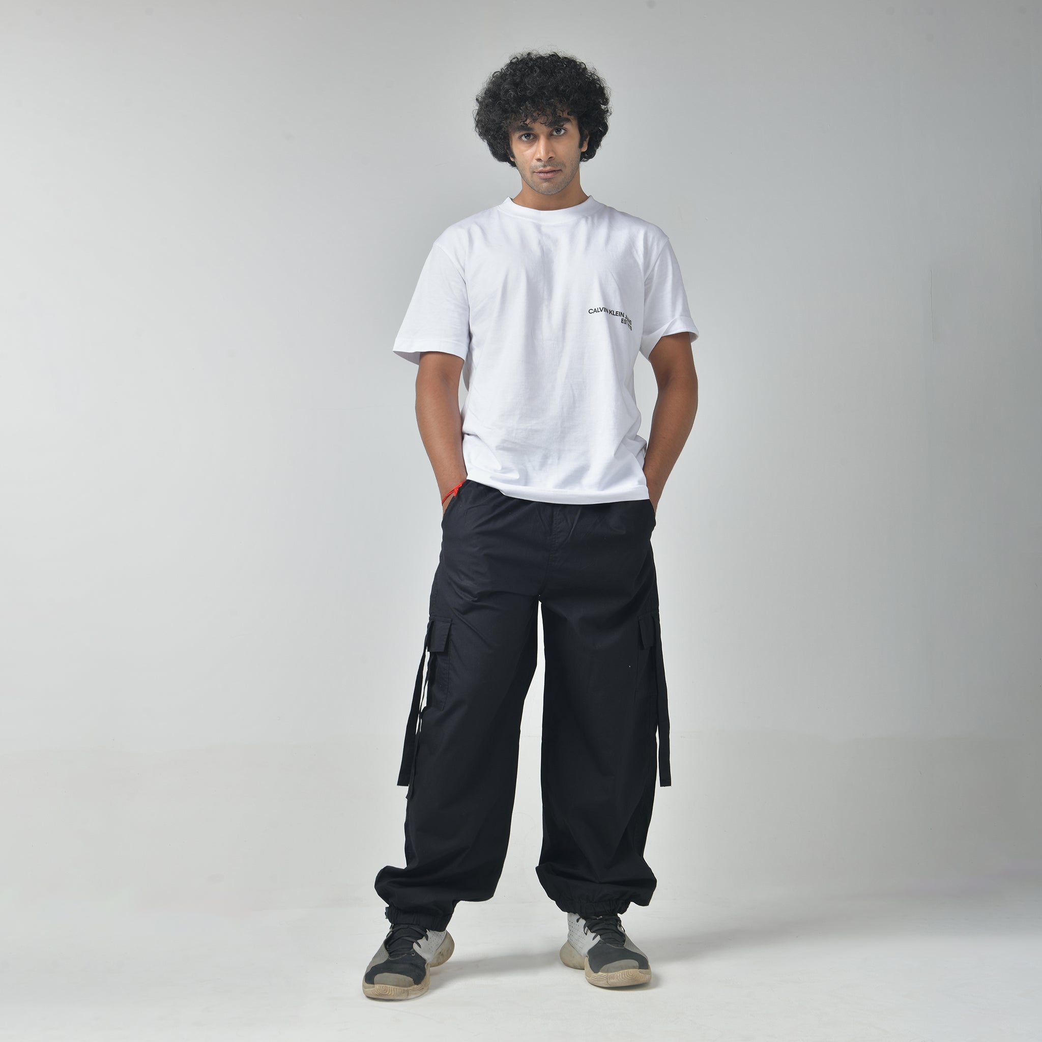 Baddie Black Cargo Parachute Pants