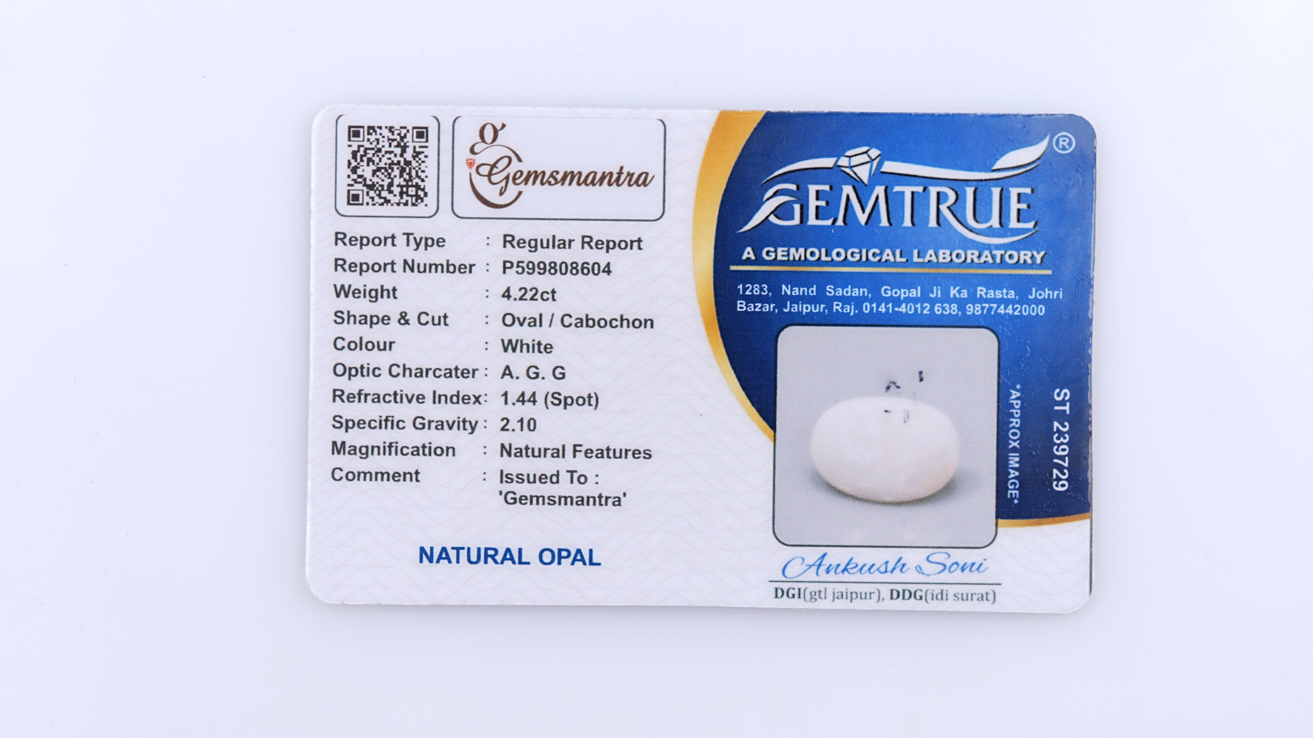 Gemsmantra Opal with Fire - 4.22 Carats (4.642 Ratti) - view 2