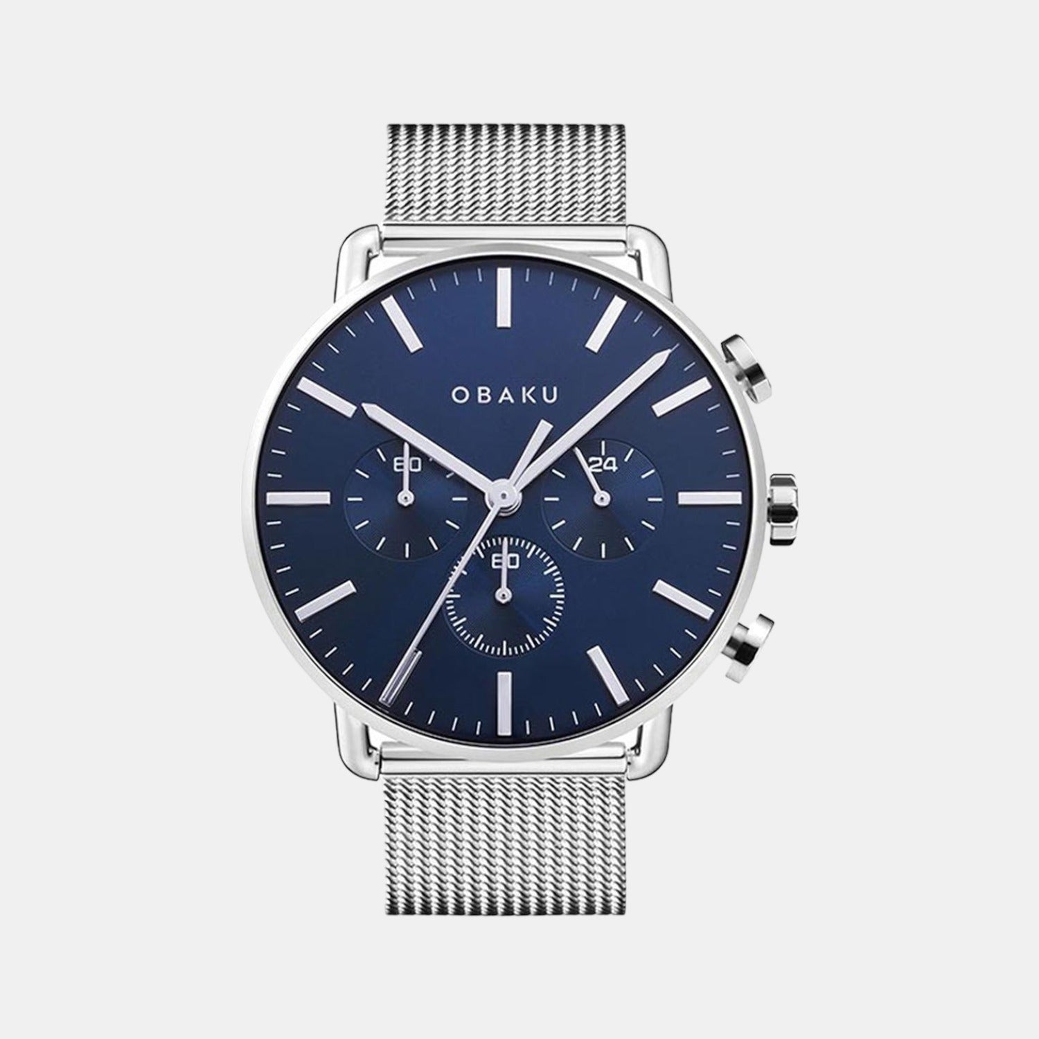 Obaku Havn-Cyan Men Quartz Blue Dial Chronograph Stainless Steel Watch V232GCCLMC