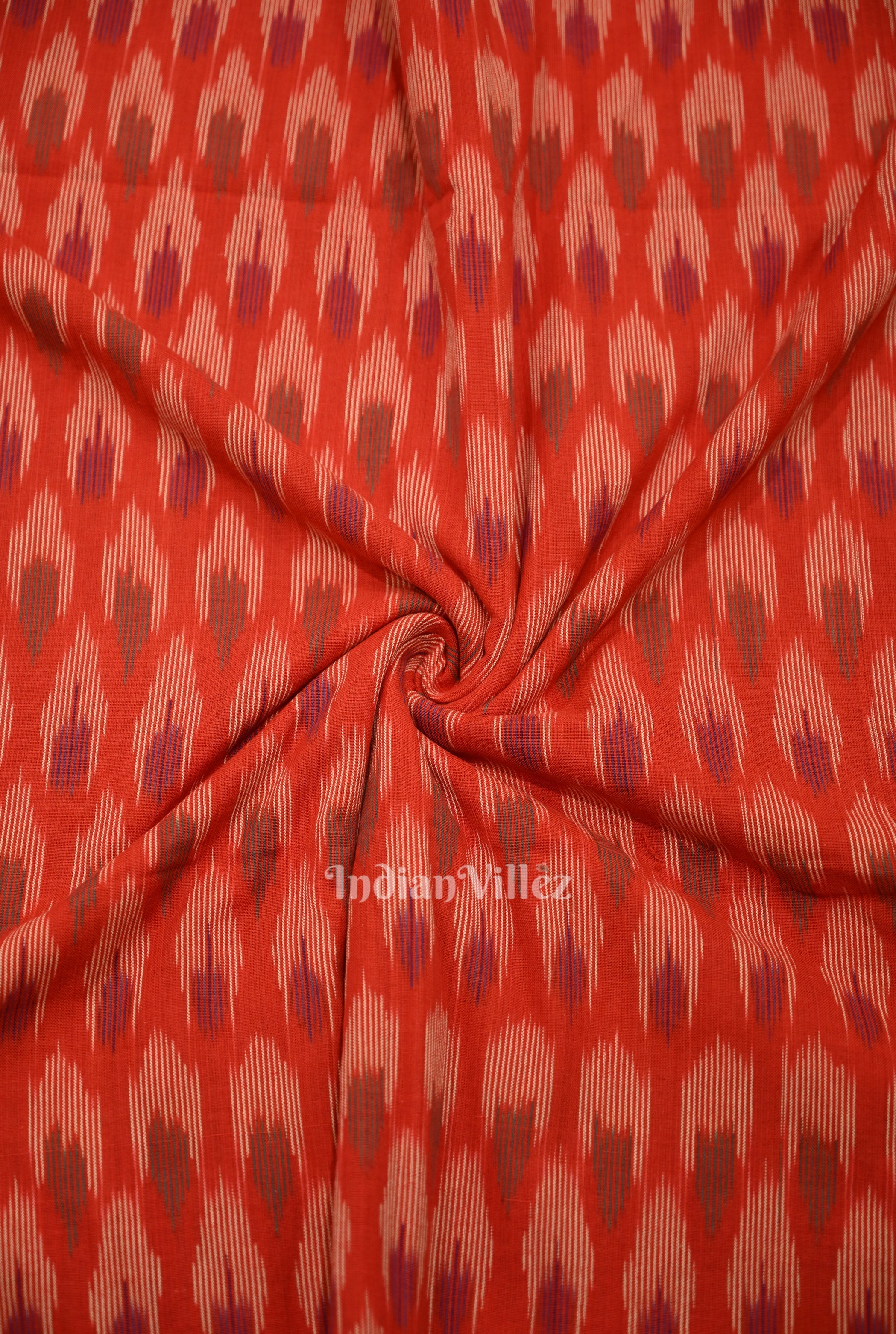IndianVillèz Red Pochampally Ikat Cotton Fabric