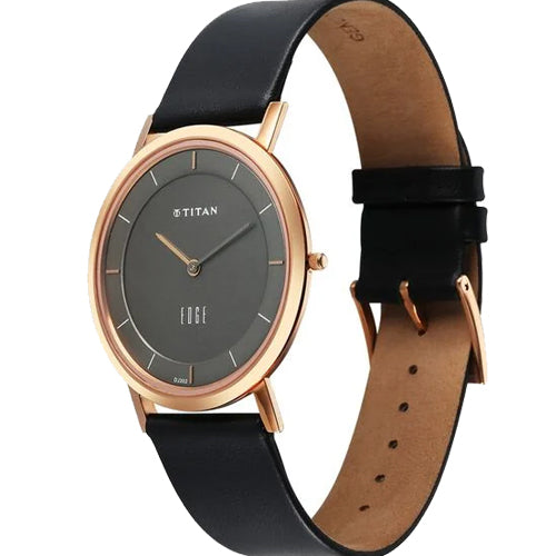 Titan Edge Quartz Analog Anthracite Dial Leather Strap Watch for Men 37.3mm NT1595WL09 - view 3