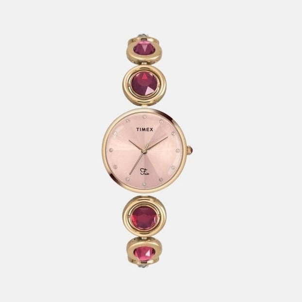 Timex Fria Women Quartz Pink Dial Analog Stainless Steel Watch TWEL16402