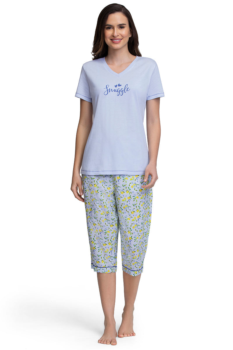 Amante Capri Length Pyjama Bottom - Lemon Leaf Pr - view 4