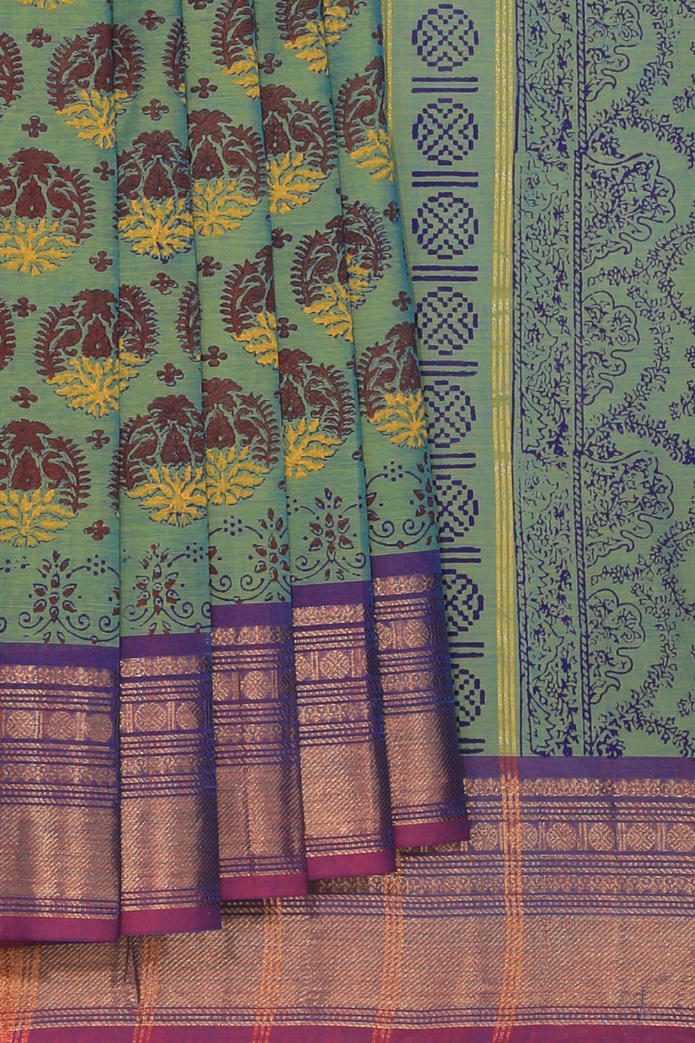 Kalanjali Ethnics Hand block printed cotton saree