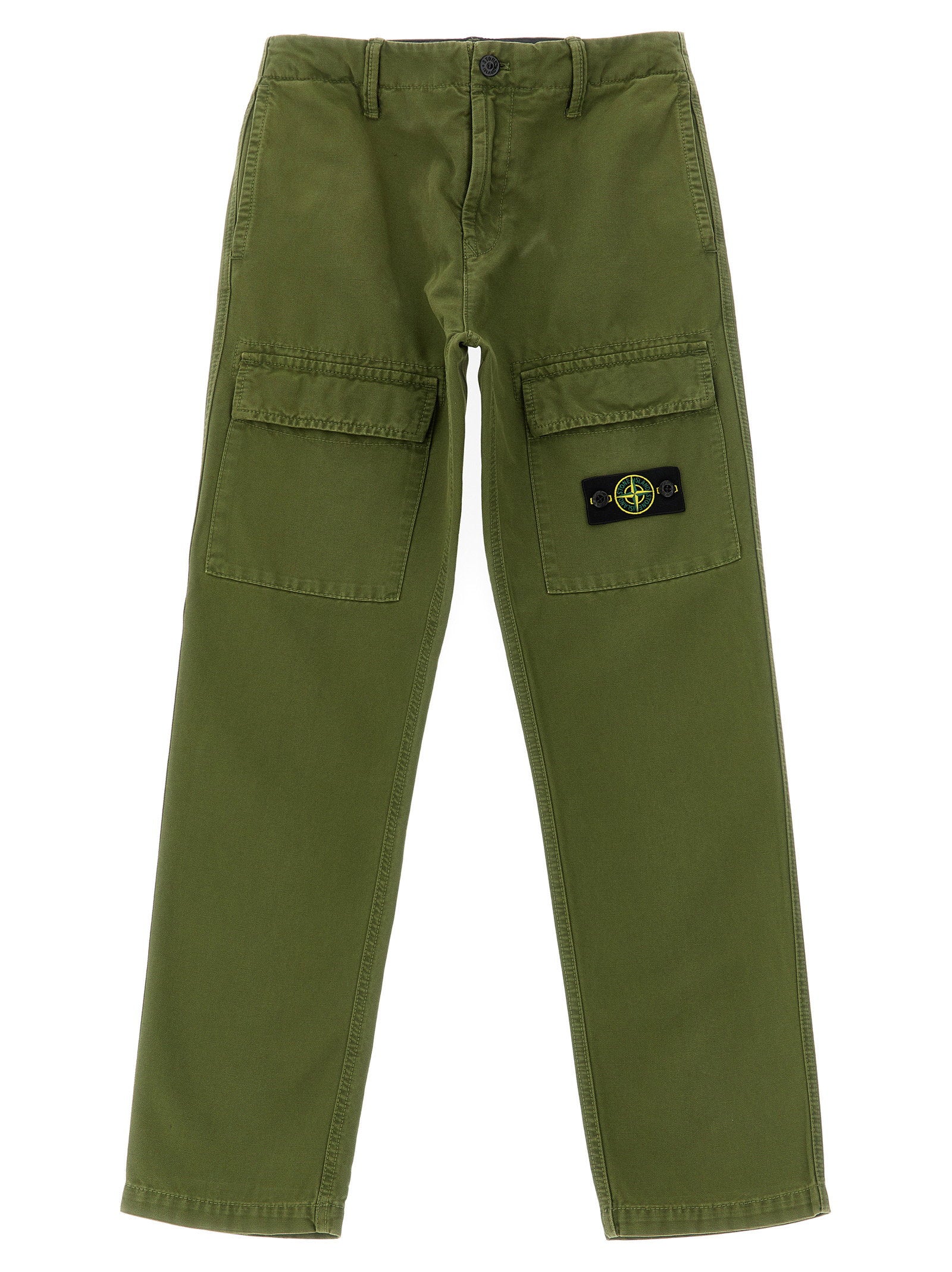Stone Island Junior Canvas Cargo Pants – 100% cotton