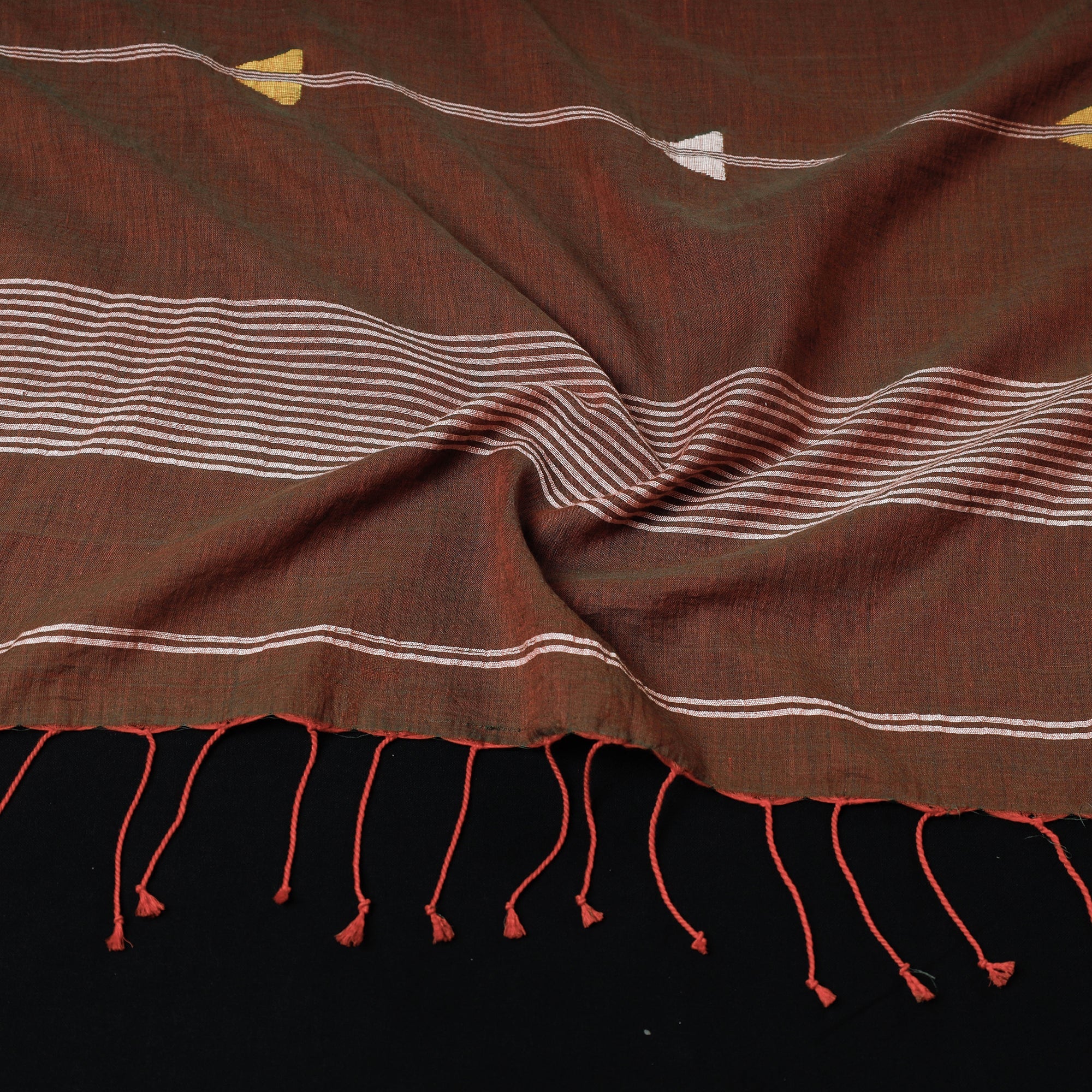 ARTISAN DIRECT BY CREATIVE DIGNITY Brown - Bengal Jamdani Buti Handloom Cotton Stole - view 2