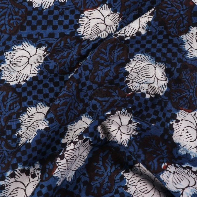 BAGRU DABU PRINTS Blue - Dabu Bagru Block Print Cotton Fabric - view 3