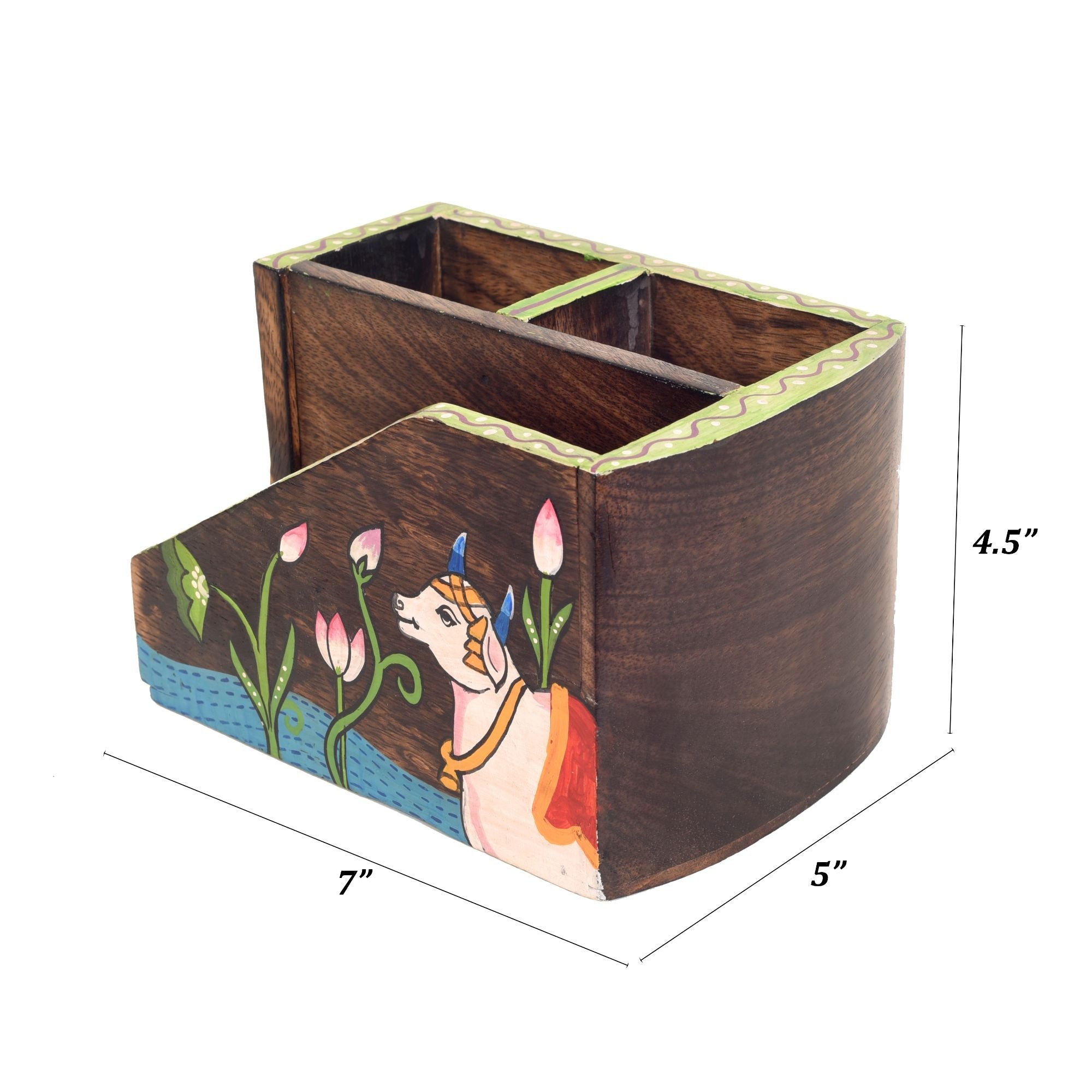 ART CREATIONS BY SUMAN SONTHALIA Brown - Pichhwai Dhenu Cutlery Storage Stand - view 6