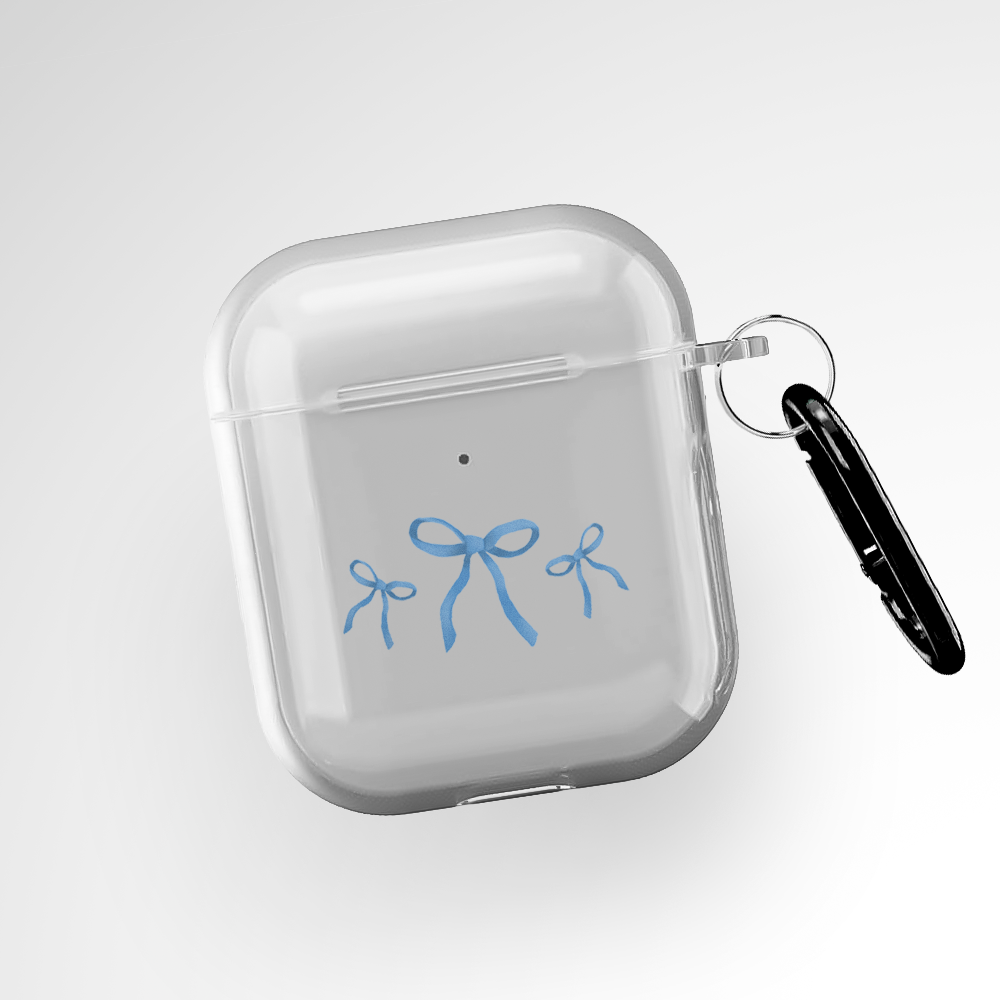 Cover It Up Aesthetic Blue Bows Clear Airpods 1st Gen Case Covers