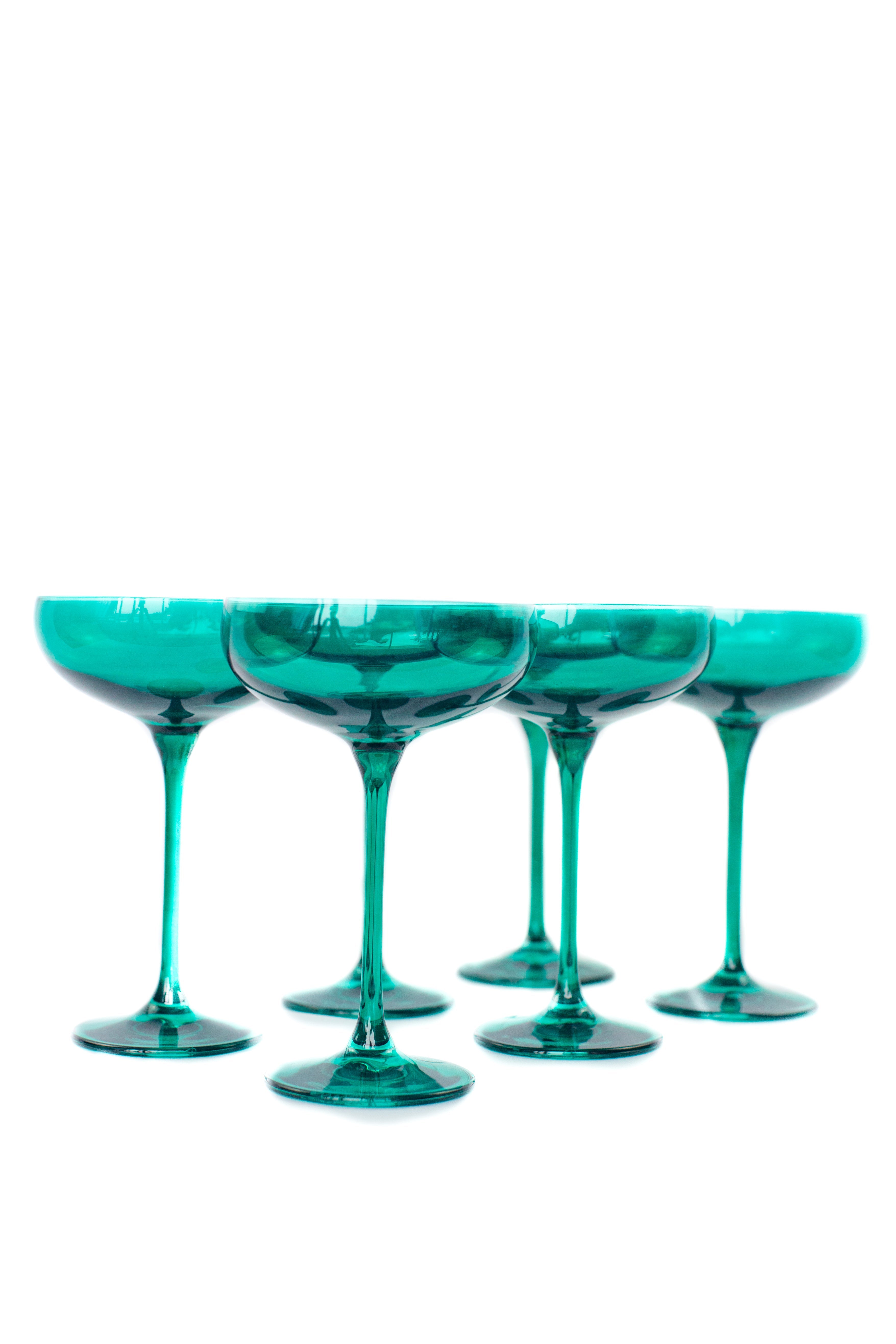 Estelle Colored Glass Estelle Colored Champagne Coupe Stemware - Set of 6 {Emerald Green} - view 5
