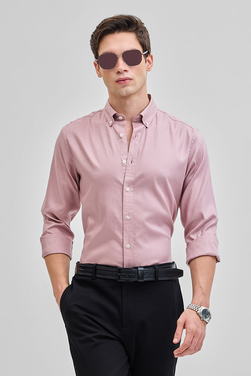 SNITCH Light Pink Solid Oxford Shirt - view 4