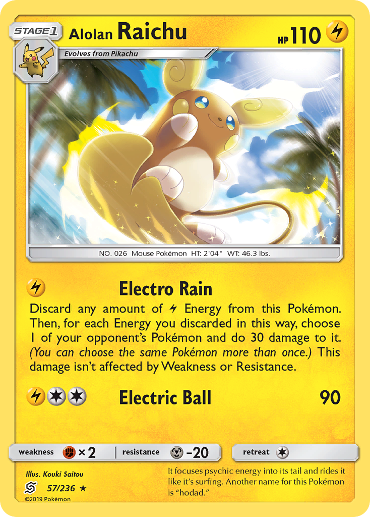 Rare holo sm11-57 – Pokémon Alolan Raichu - 57/236 - Rare Holo [sm11-57] [Holo] - Alolan Raichu - 57/236 - Rare Holo