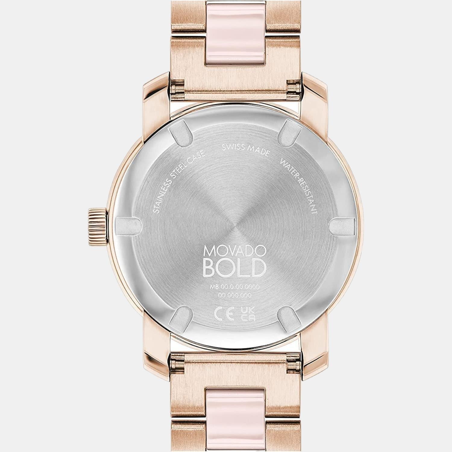 Movado Bold Ceramic Women Quartz Rose Gold Dial Analog Stainless Steel Watch 3600799 - view 3